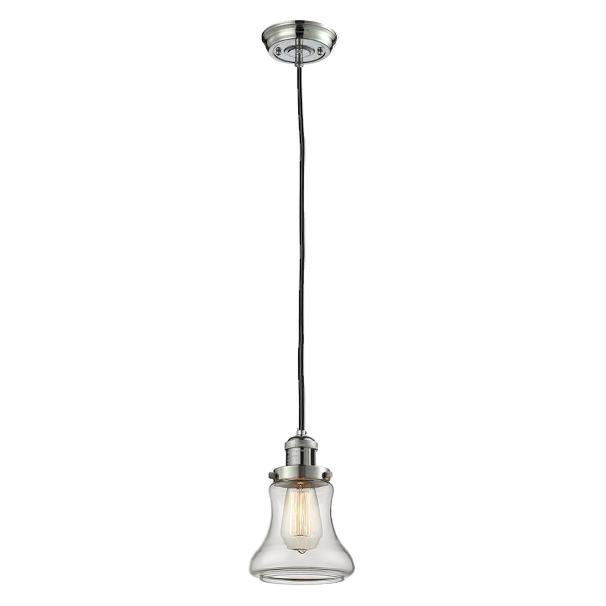 Shown in Polished Nickel finish and Clear glass