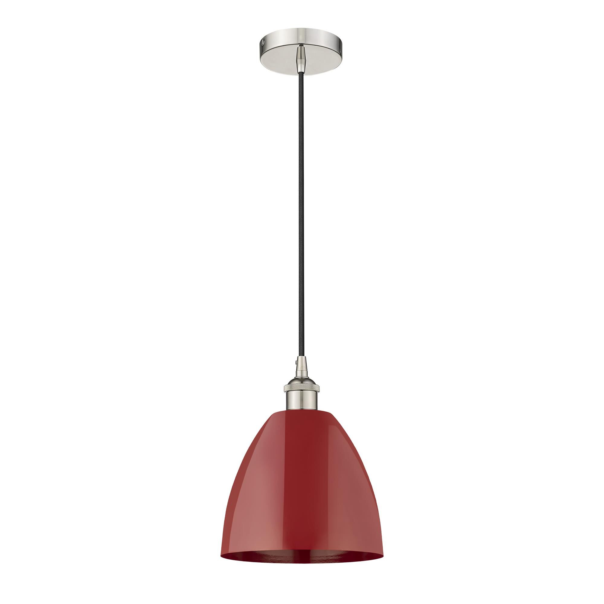 Shown in Polished Nickel finish and Red Plymouth Dome shade