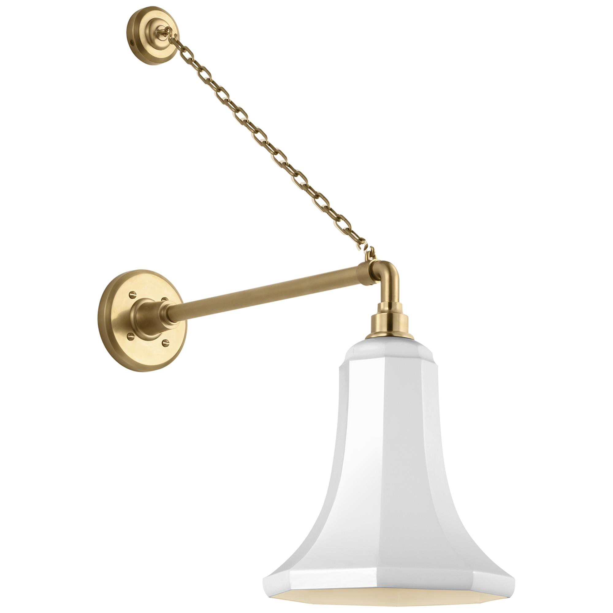 Shown in Hand-Rubbed Antique Brass finish and White Savannah shade