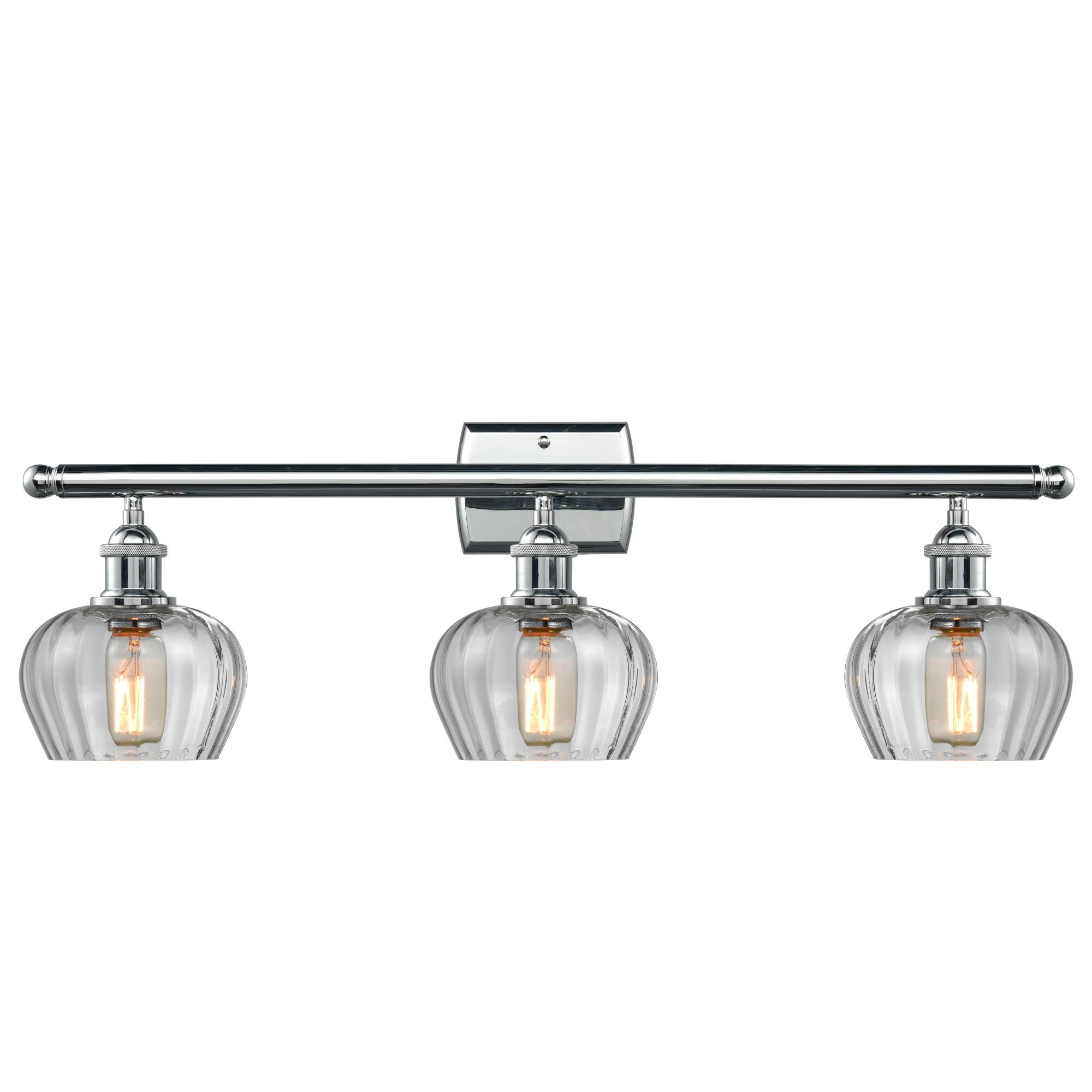 Shown in Polished Chrome finish and Clear Fluted glass