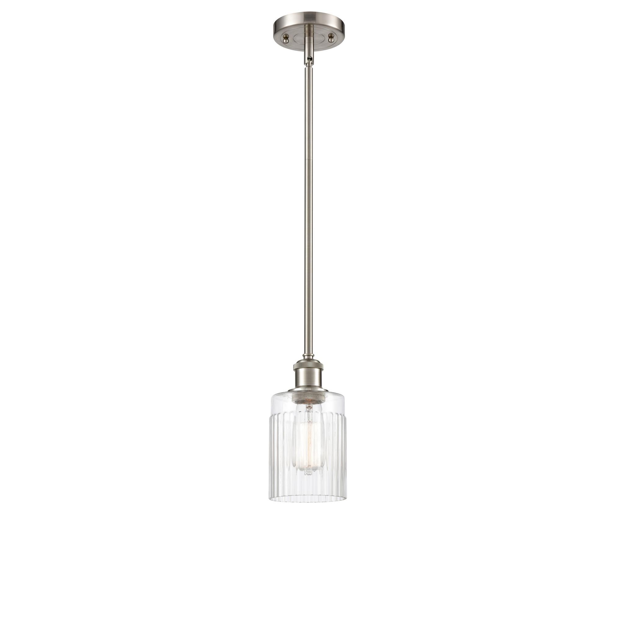 Shown in Brushed Satin Nickel finish and Drum glass and Glass shade