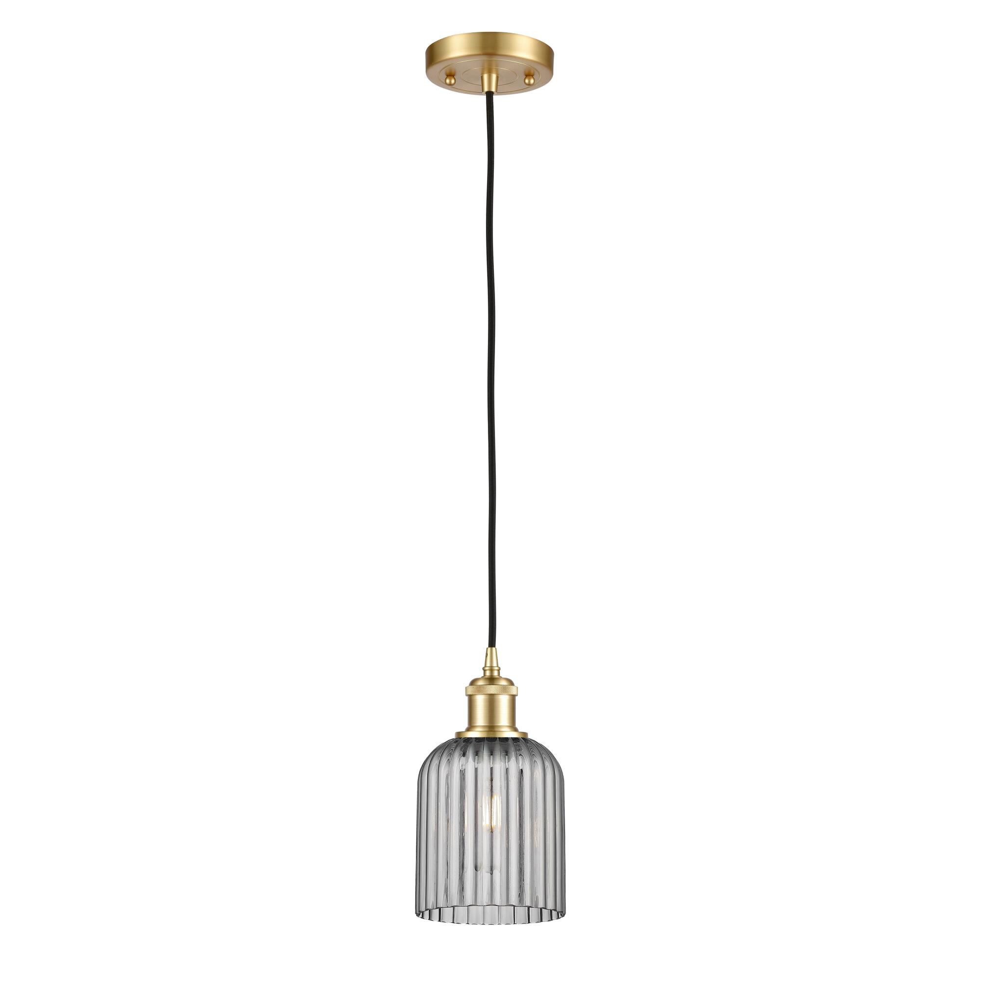 Shown in Satin Gold finish and Light Smoke shade