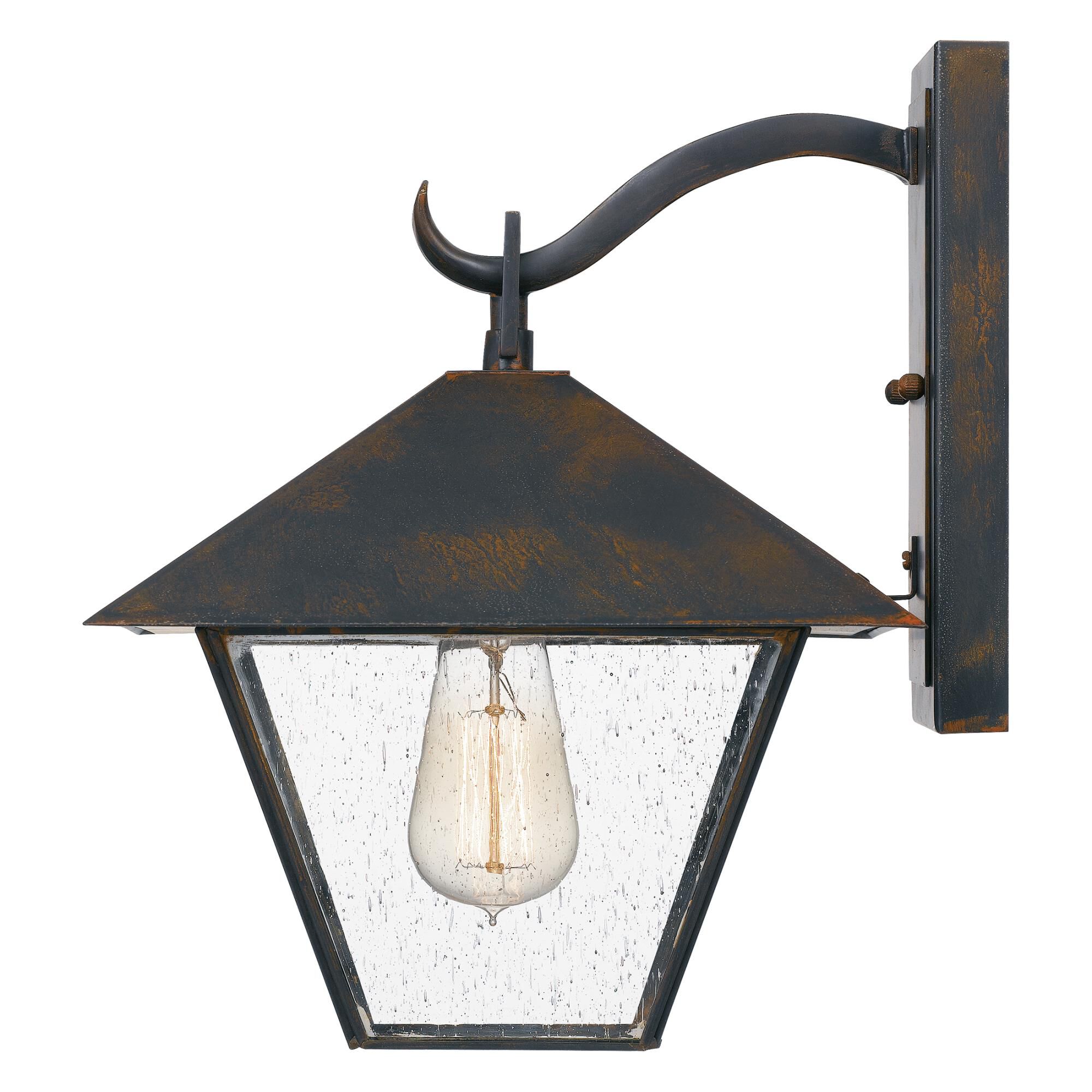 Shown in Industrial Bronze finish and Clear Seeded Glass shade