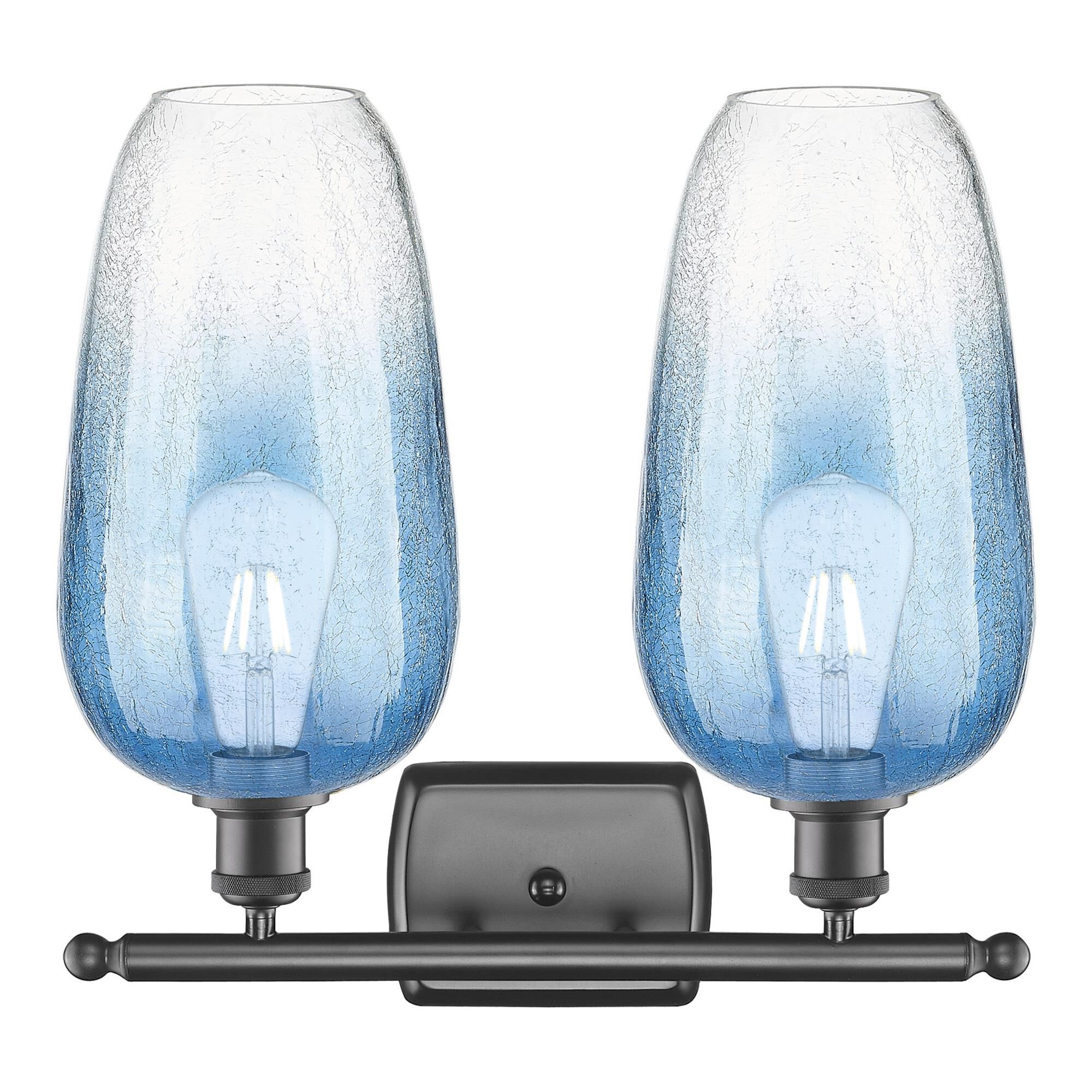 Shown in Oil Rubbed Bronze finish and Sapphire Blue glass