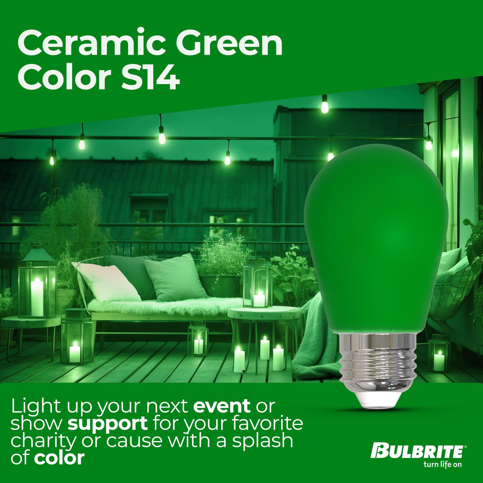 Ceramic Green S14 Base E26 LED Light Bulb,