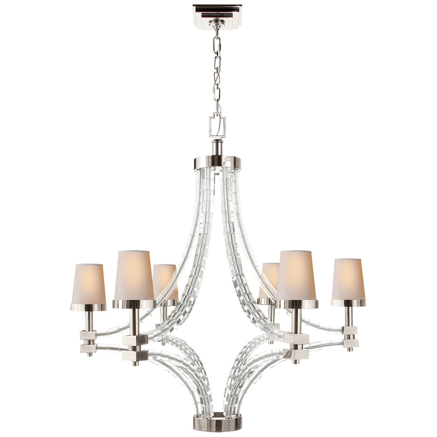 Shown in Polished Nickel finish and Natural Paper shade 