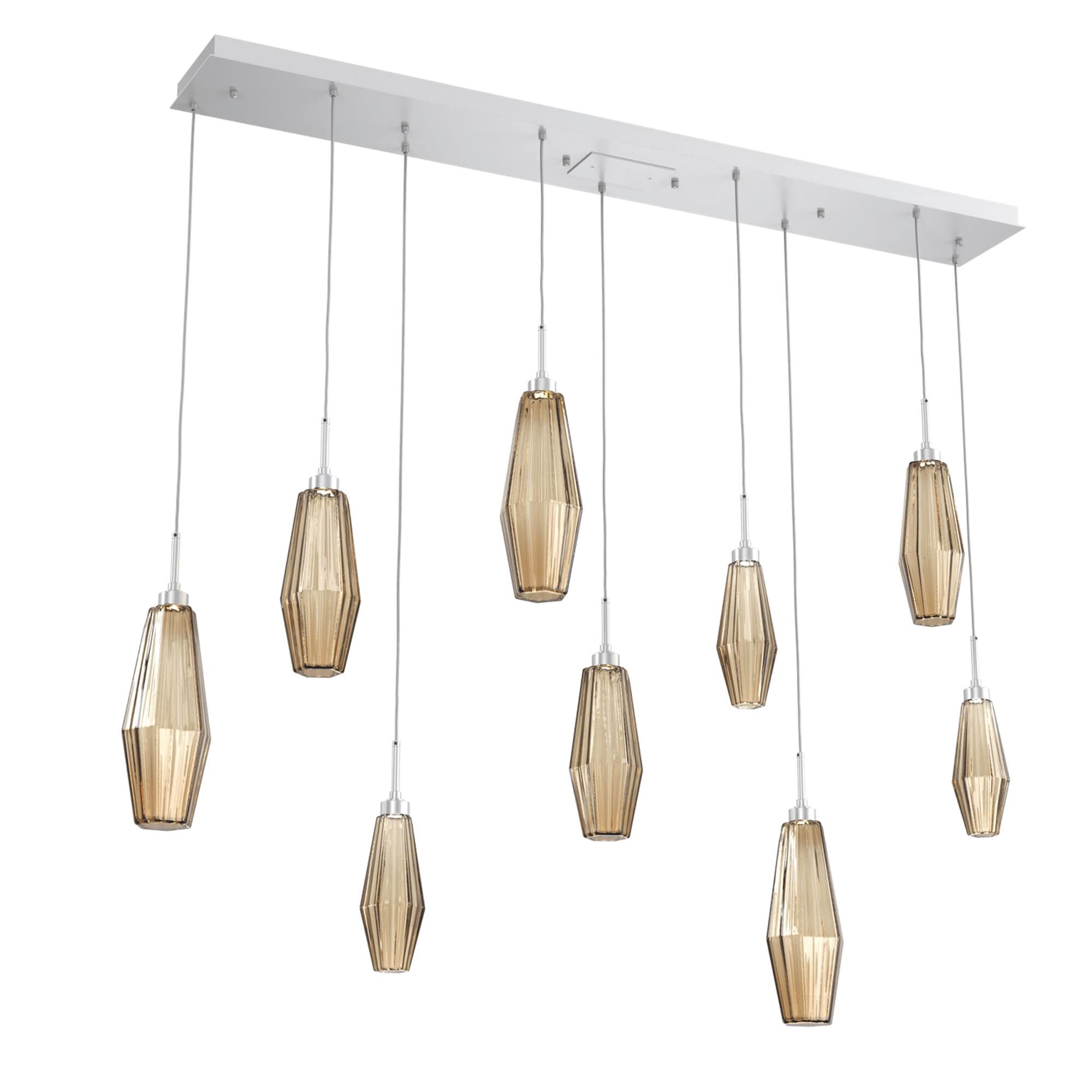 Shown in Classic Silver finish and Optic Rib Blown And Bronze glass