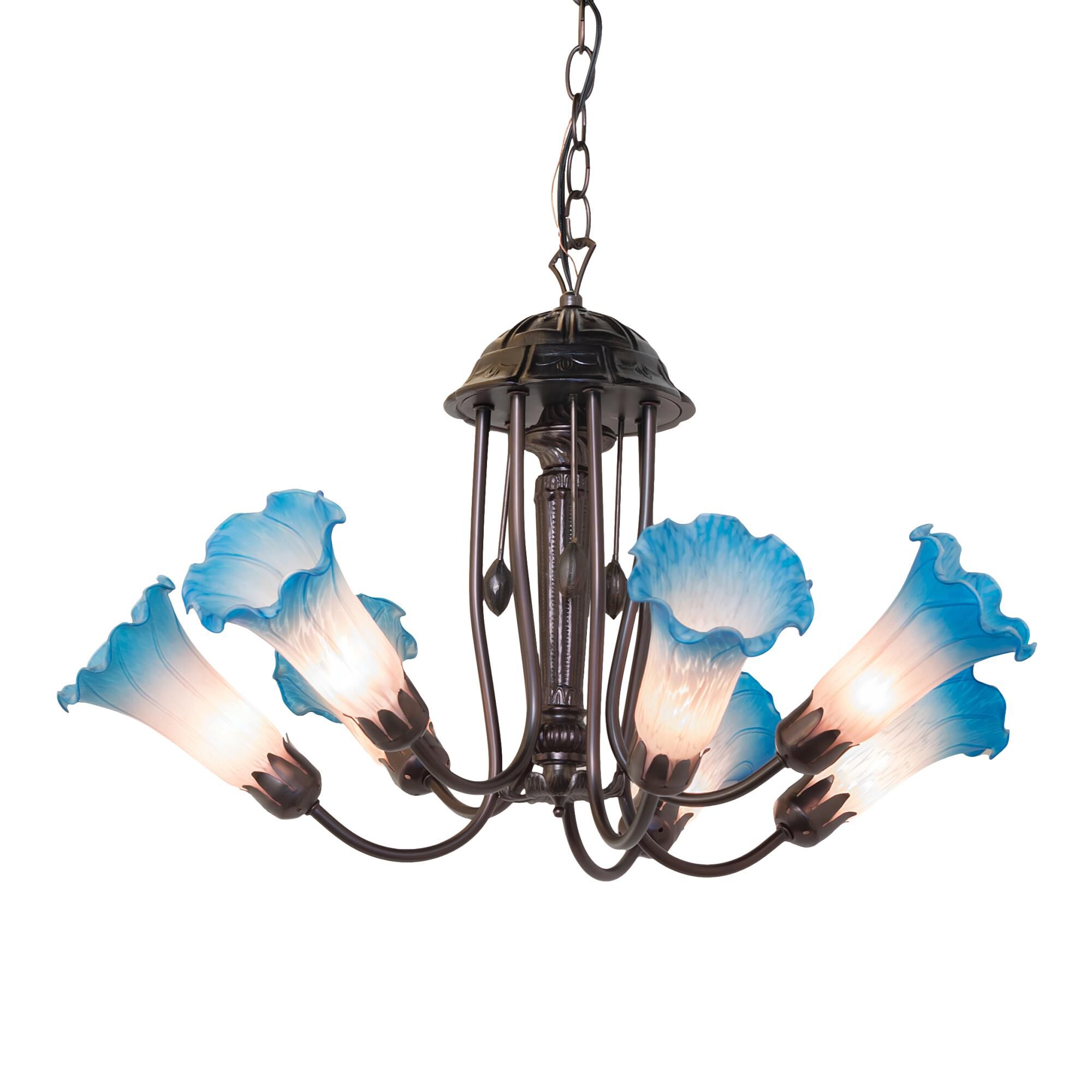 Pink and Blue 24 Inch 7 Light Chandelier by Meyda Lighting