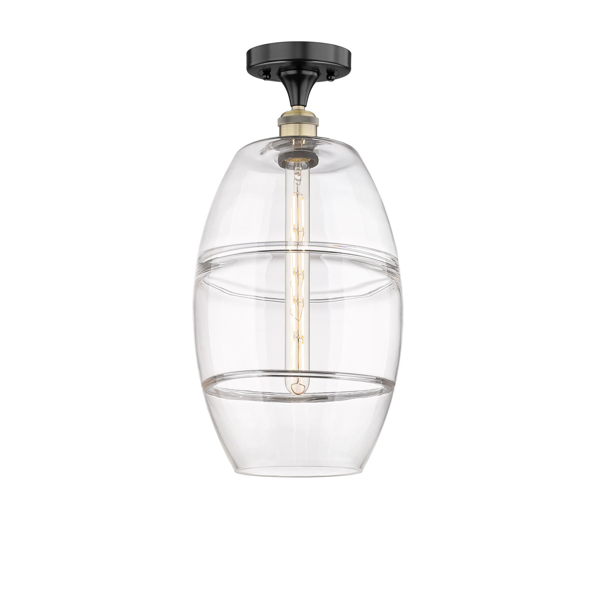 Shown in Black Antique Brass finish and Clear glass