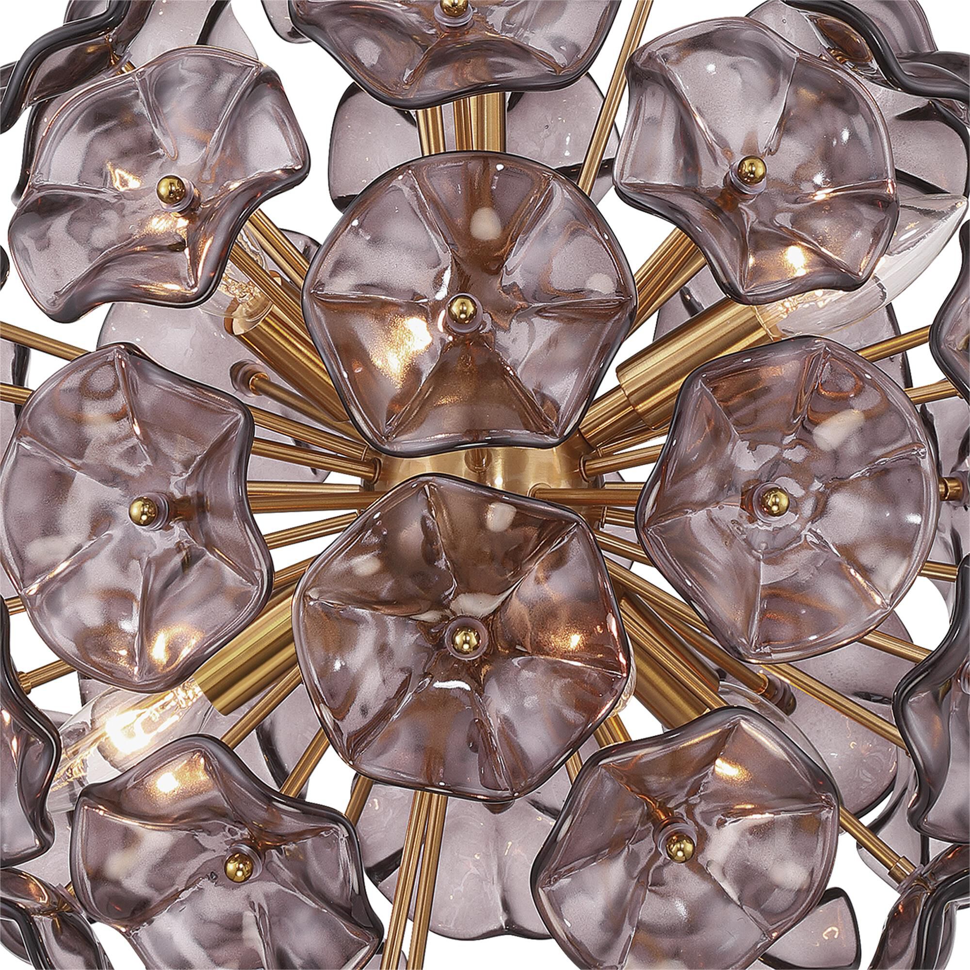 Shown in Aged Brass finish and Floral Glass Petals crystal