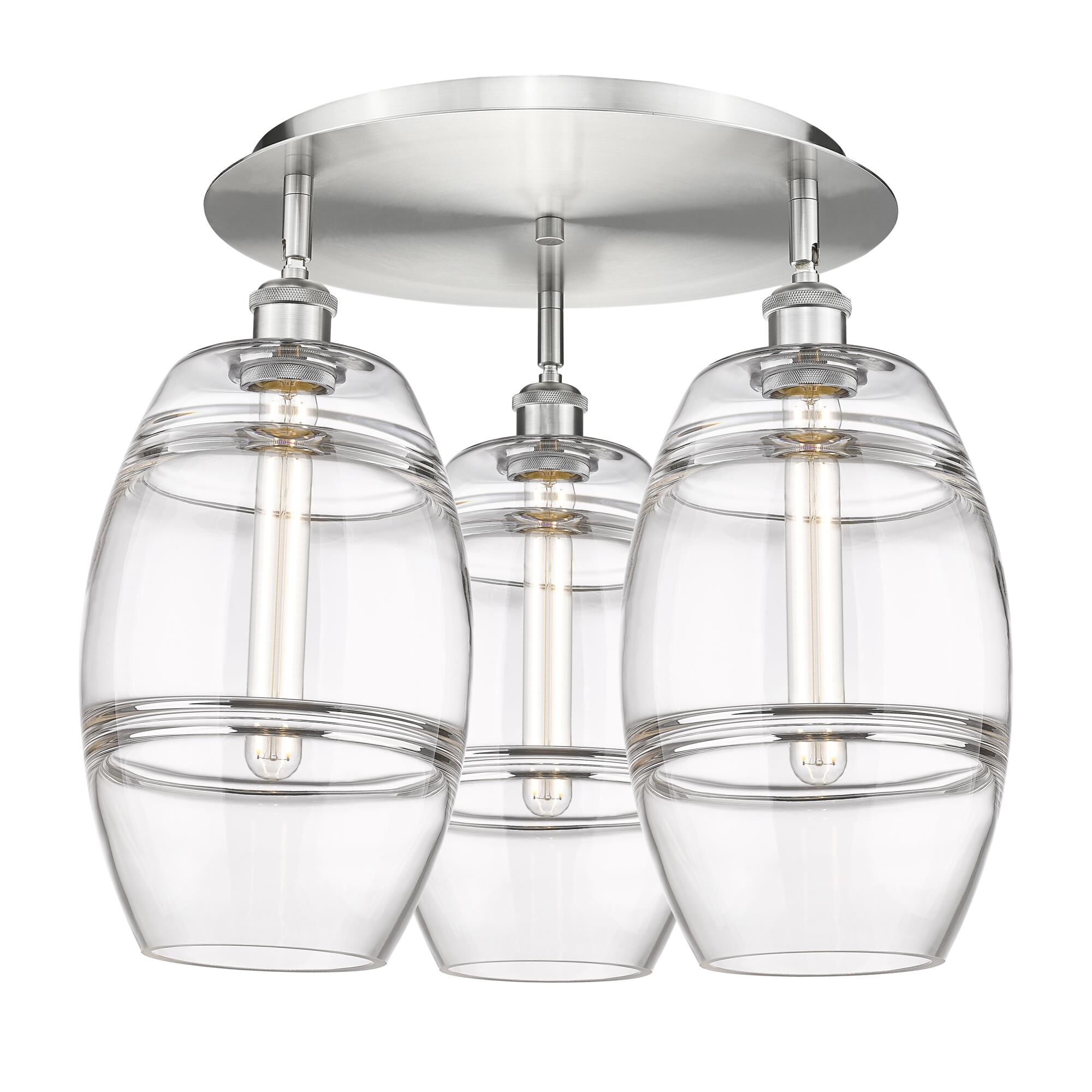 Shown in Satin Nickel finish and Clear glass