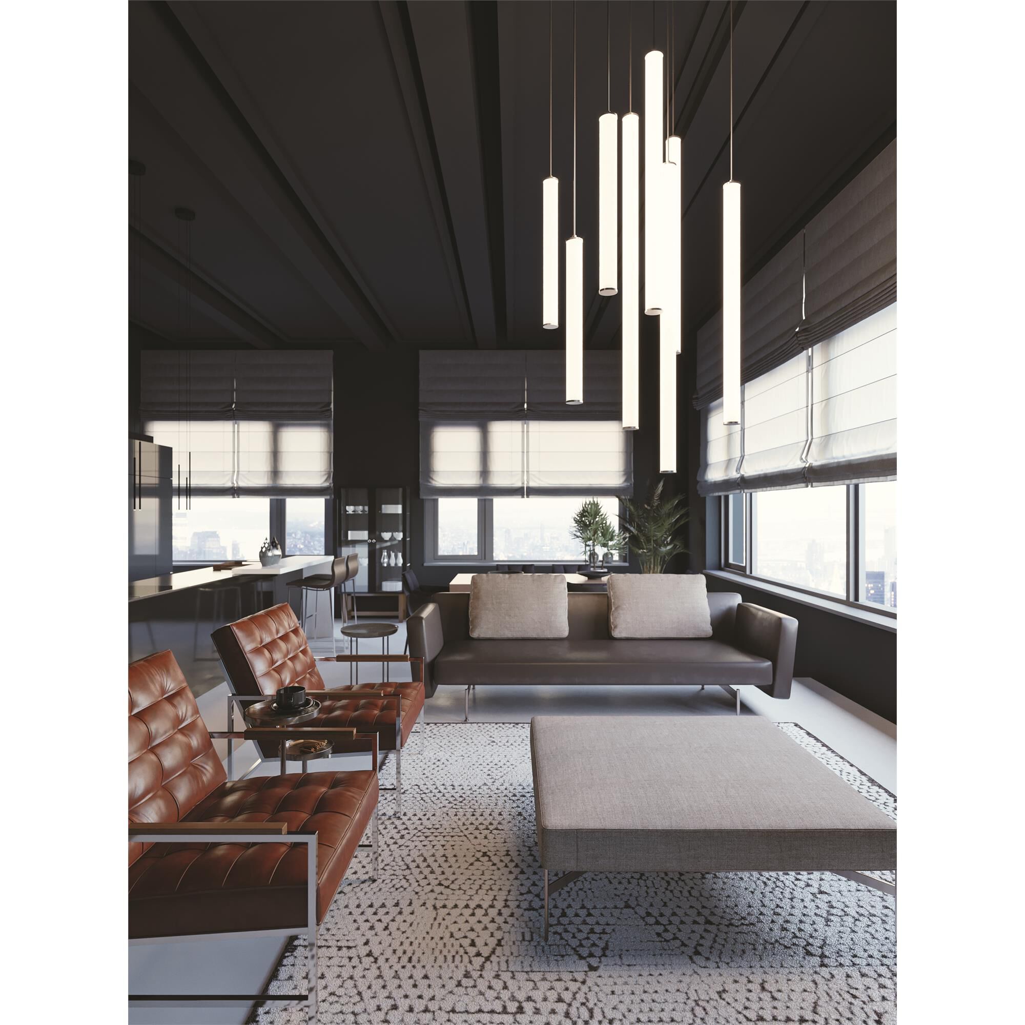 Shown in Satin Nickel finish and White Acrylic shade