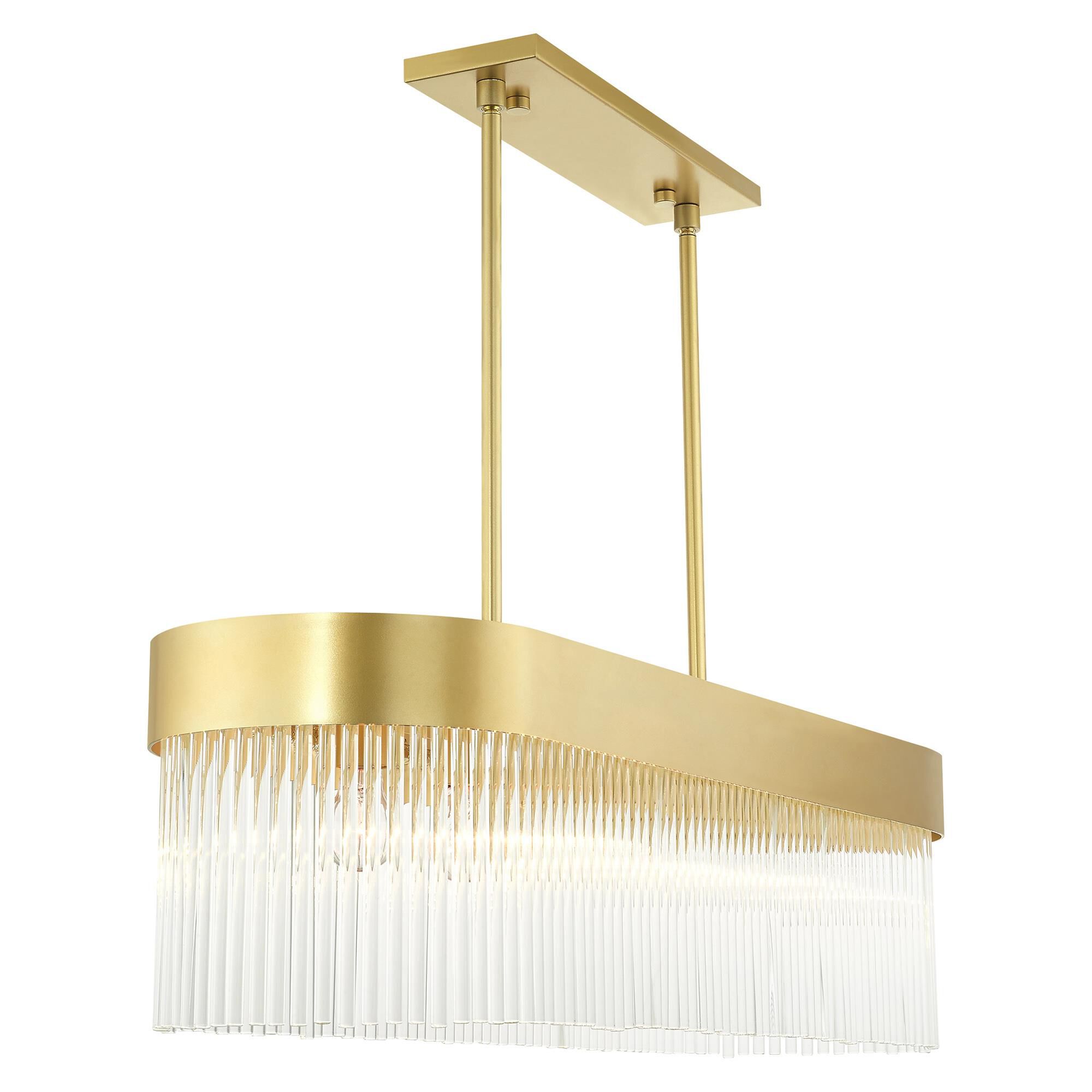 Shown in Solid Gold finish and Soft Gold Drum Shade With Clear Crystal Rods glass and Soft Gold Drum  With Clear Crystal Rods shade