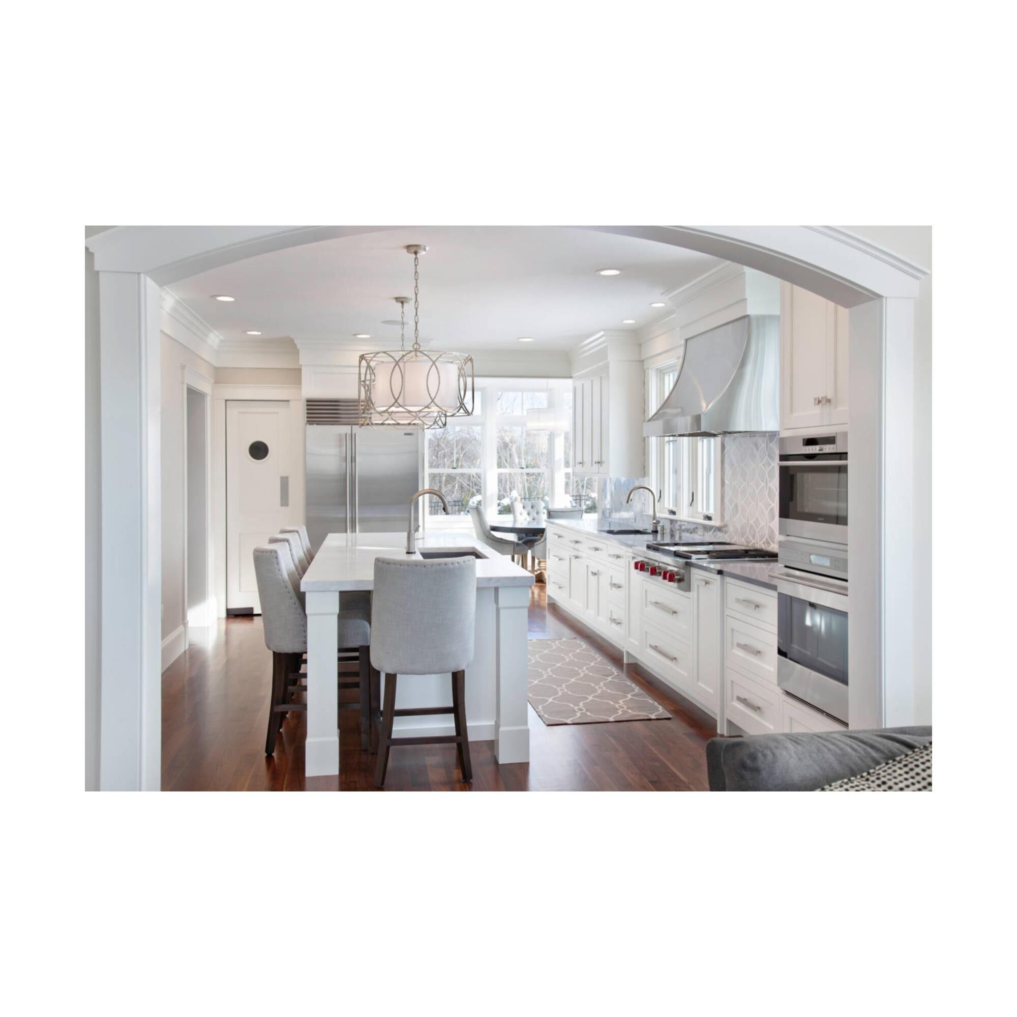 Shown in Deep Bronze finish and White glass and Hardback Linen shade