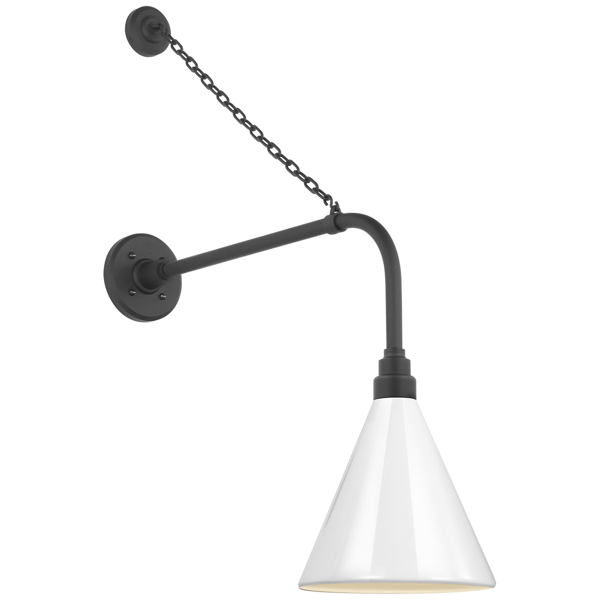 Shown in Matte Black finish and White shade