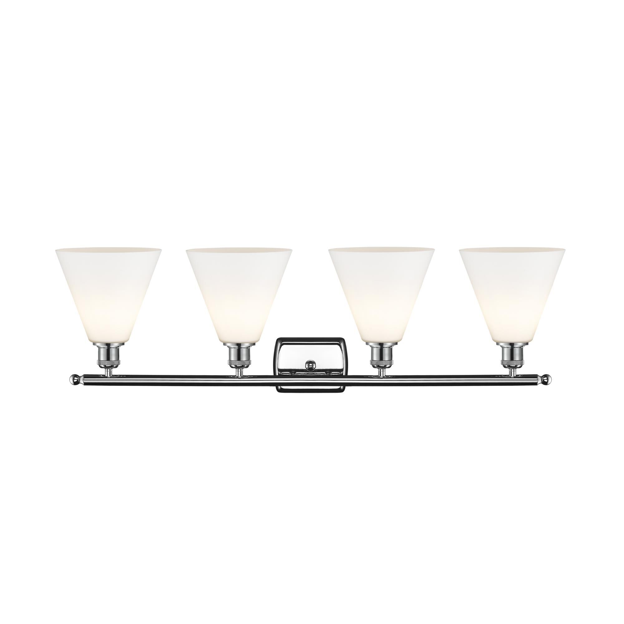 Shown in Polished Chrome finish and Cased Matte White Ballston Cone glass and No Shade shade