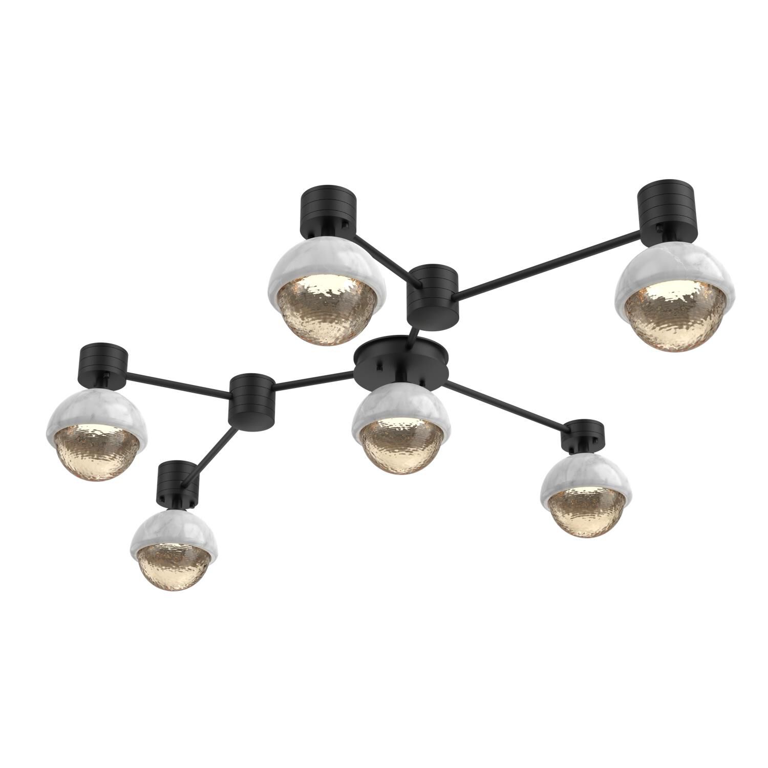 Shown in Matte Black finish and Amber glass and White Marble accent