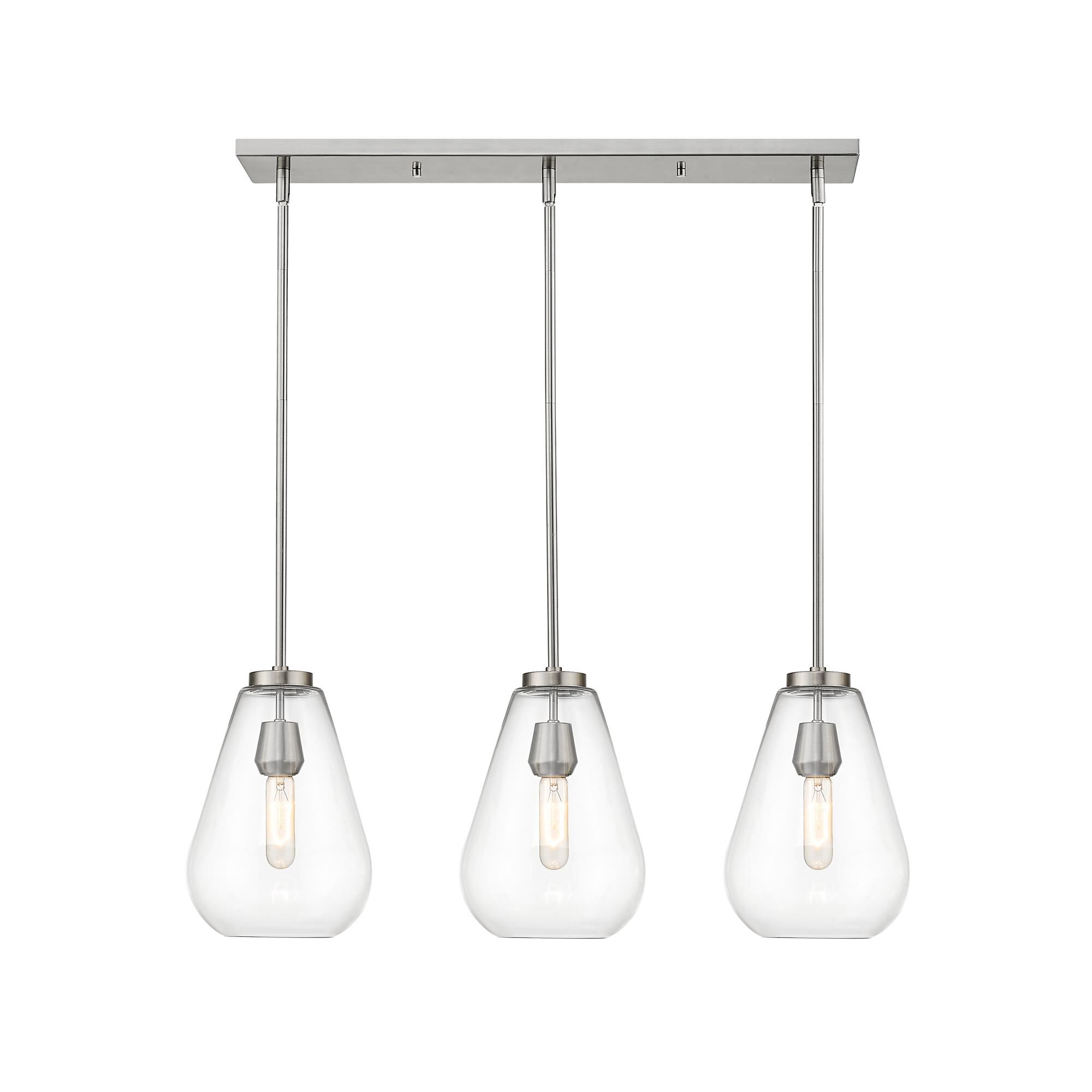 Shown in Brushed Nickel finish and Glass shade