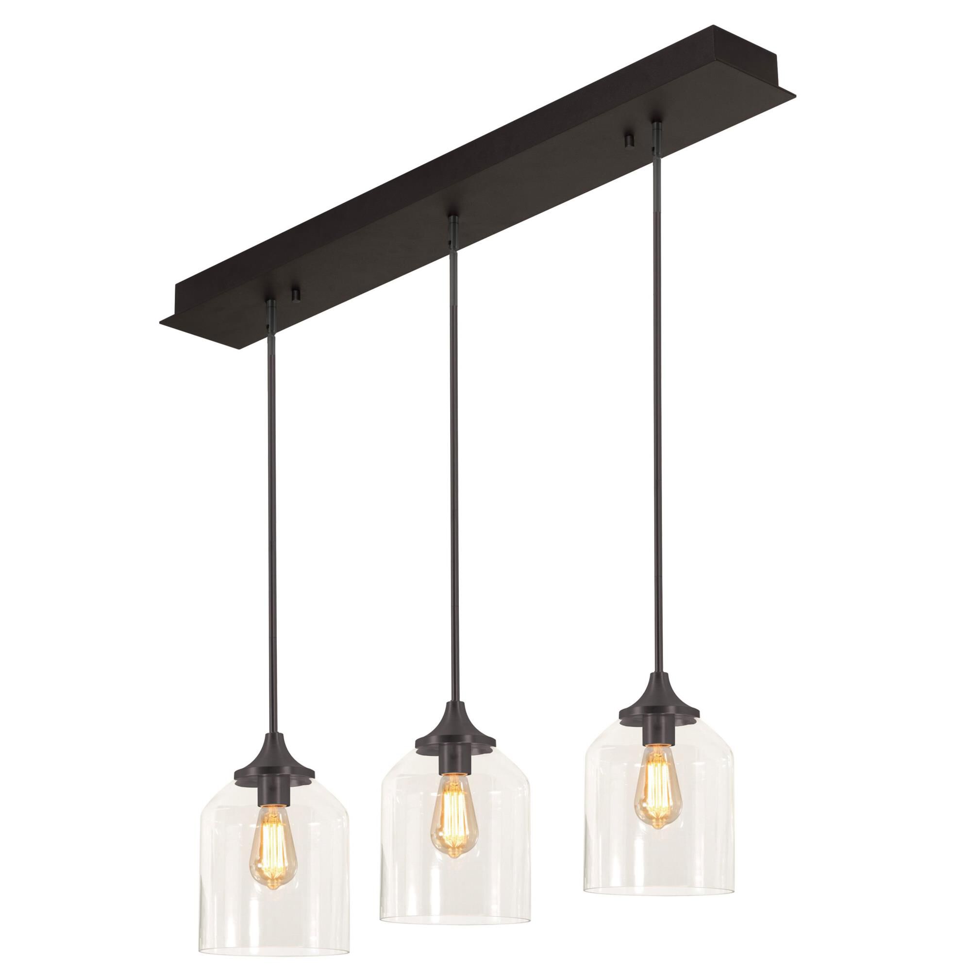 William 36 Inch 36 Inch 3 Light Dimmable 60 Watt Linear Suspension Lights by AFX Lighting