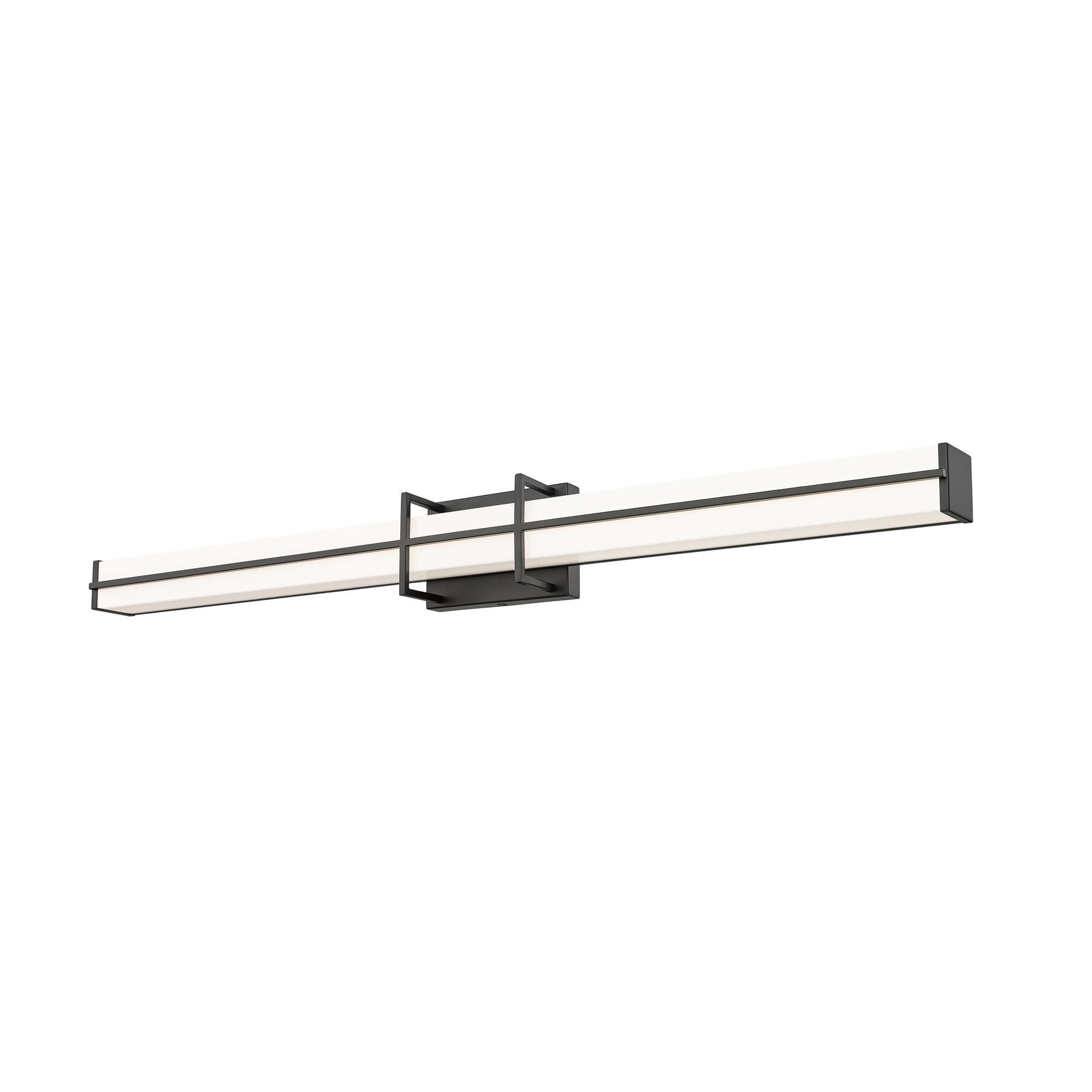 Shown in Matte Black finish and Frosted glass and Frosted shade