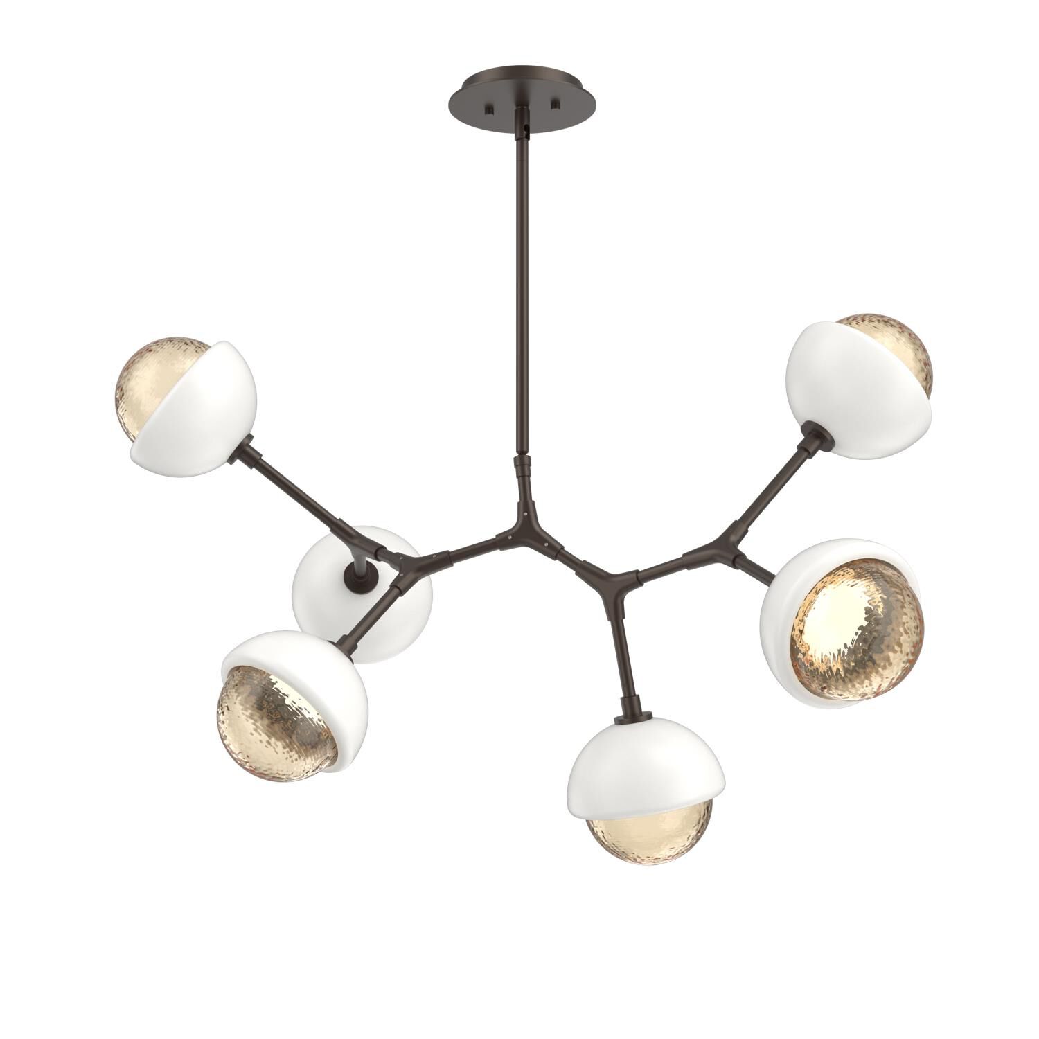 Shown in Flat Bronze finish and Amber glass and Salt White accent