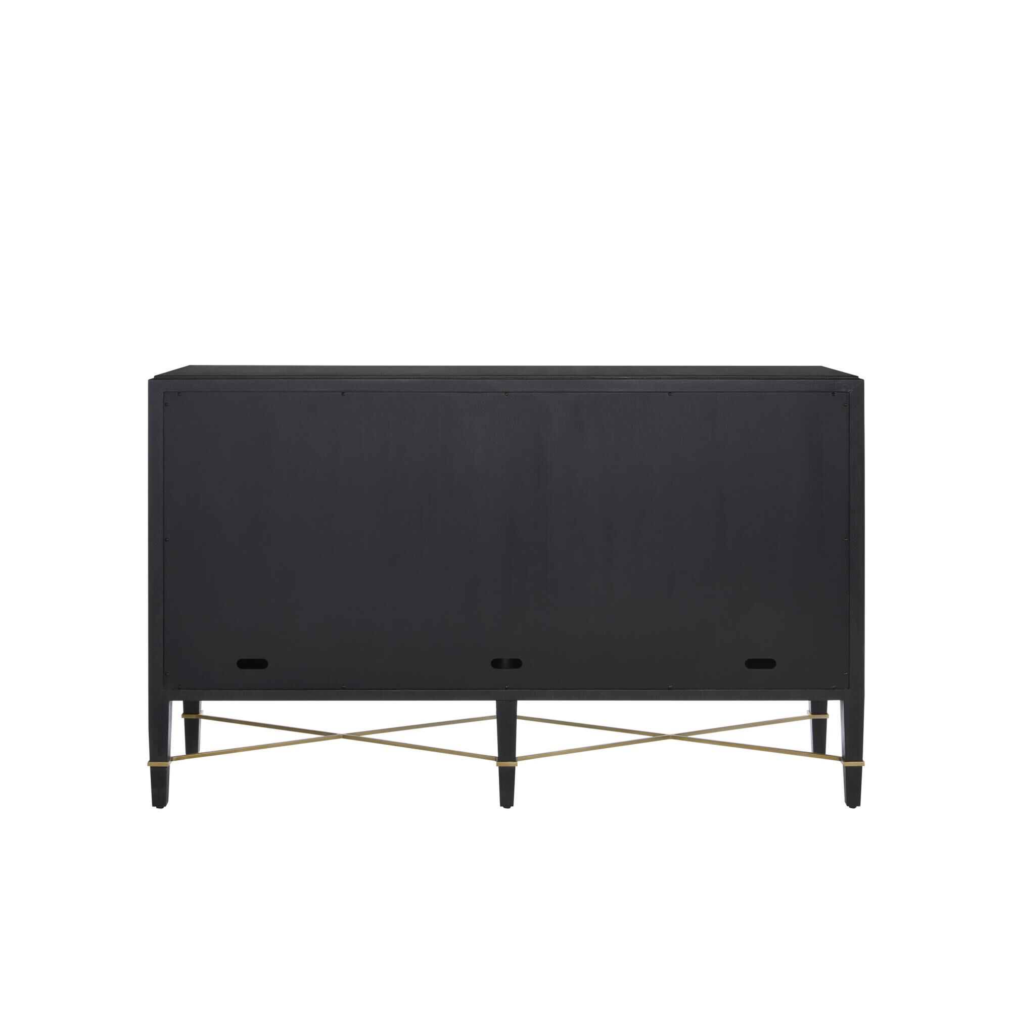 Shown in Black Lacquered Linen/Champagne Metal finish