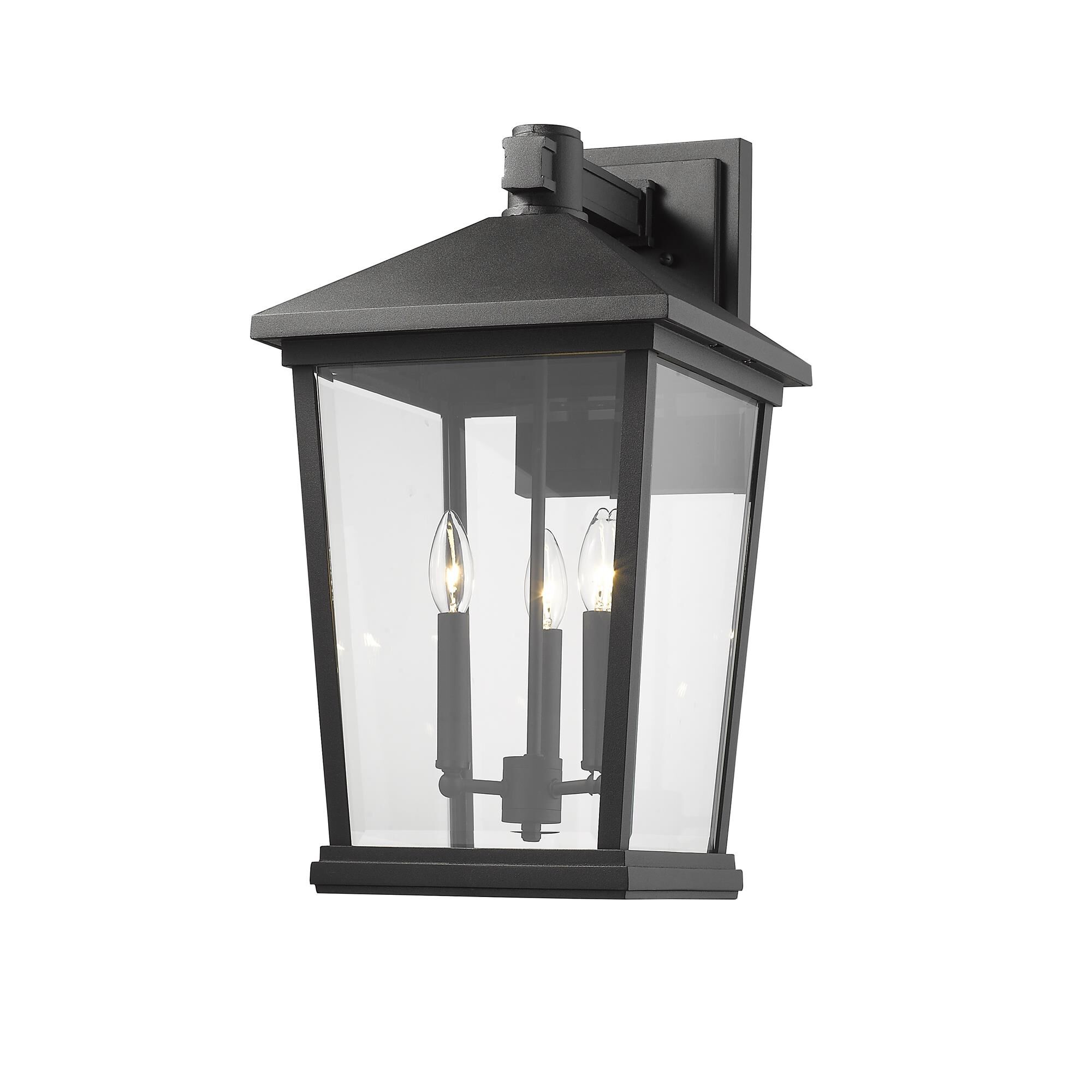Shown in Black finish and Glass shade