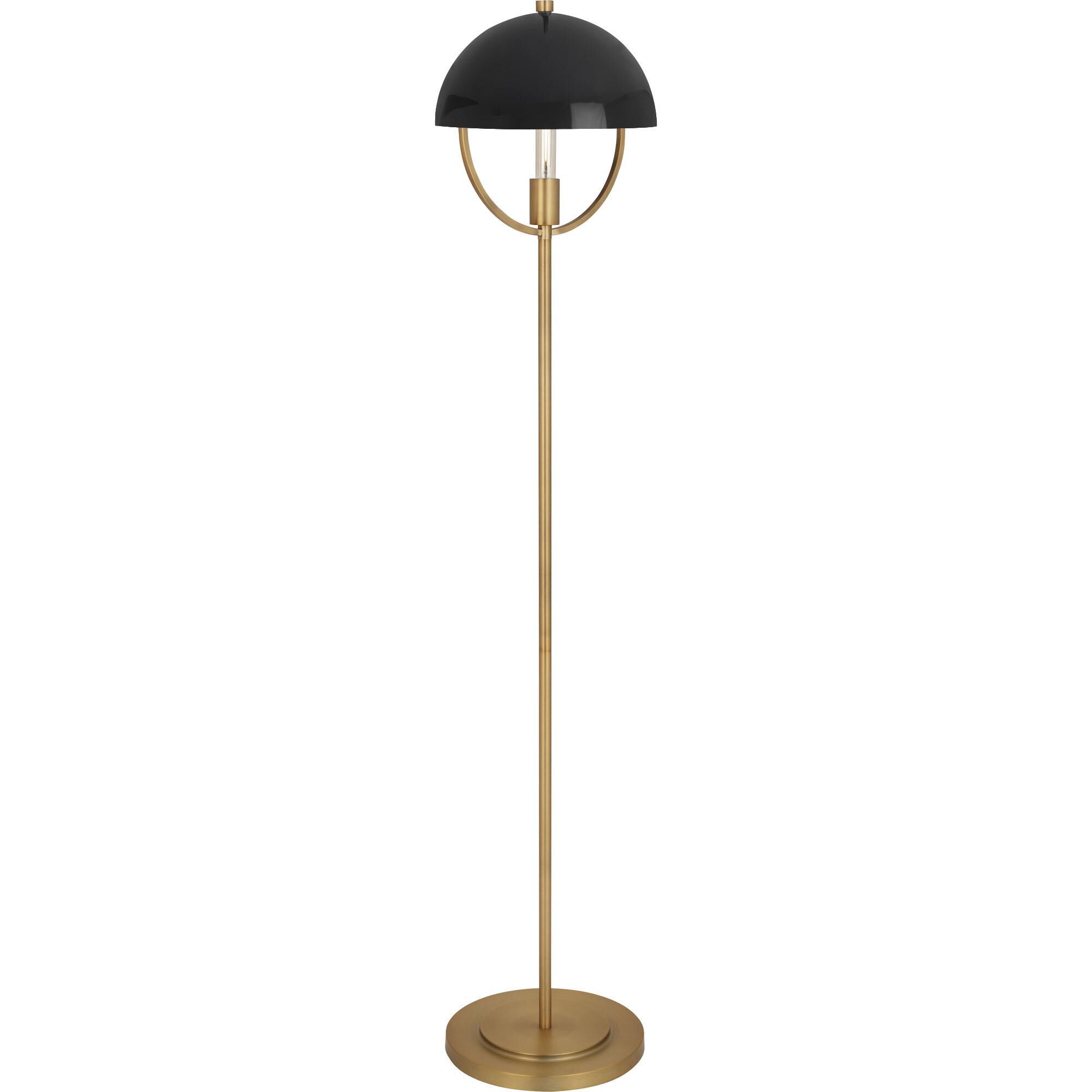 Shown in Lacquered Burnished Brass finish and Piano Black shade