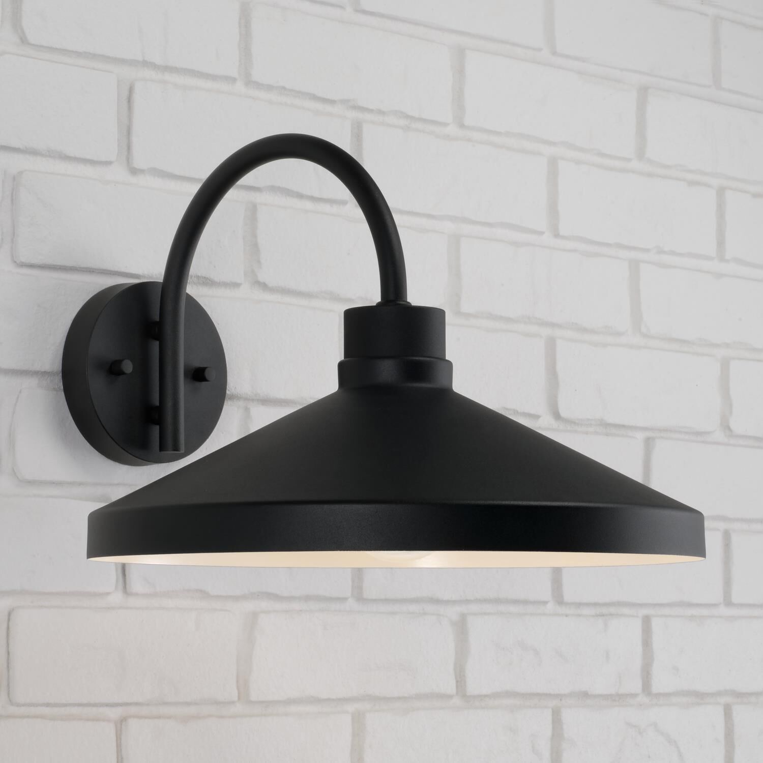 Shown in Black finish and Metal with White Interior shade