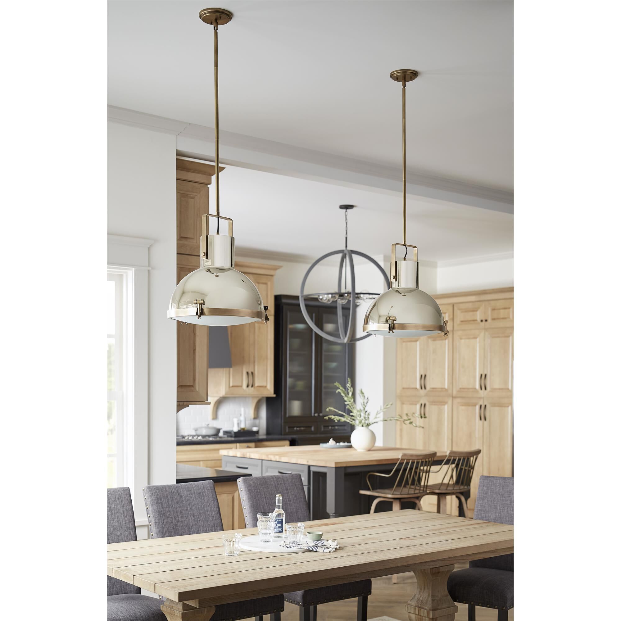 Shown in Heritage Brass finish and Etched Opal glass and Polished Nickel accent