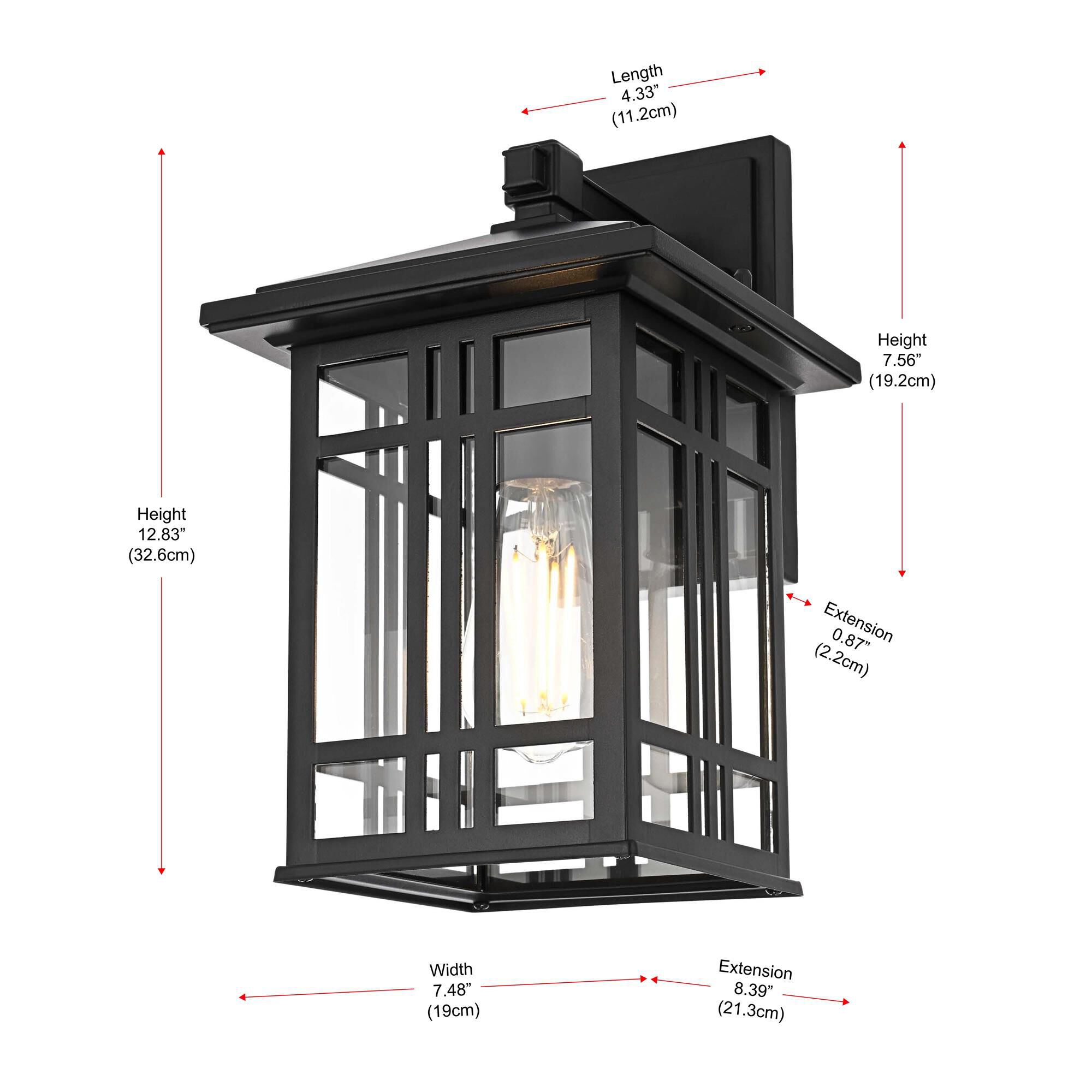 Shown in Black finish and Clear glass