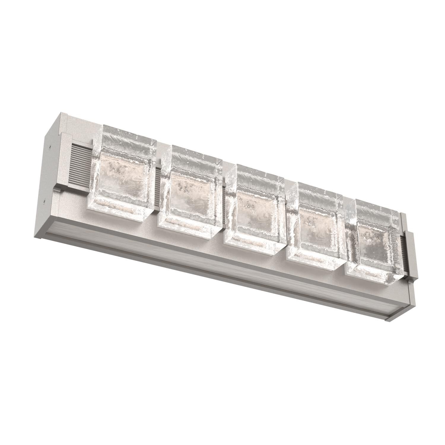 Shown in Beige Silver finish and Smooth Seeded glass and Light Oak accent