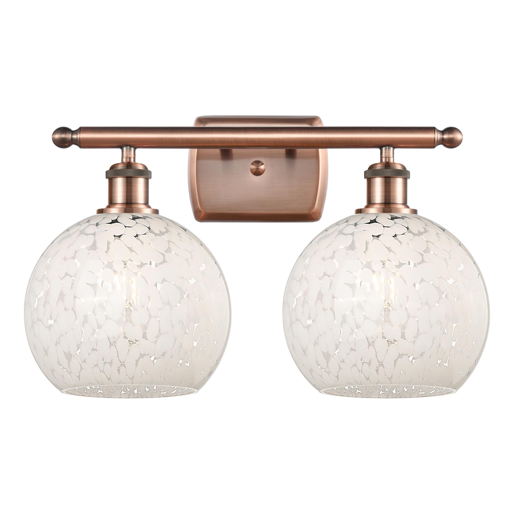 Shown in Antique Copper finish and White Mouchette glass