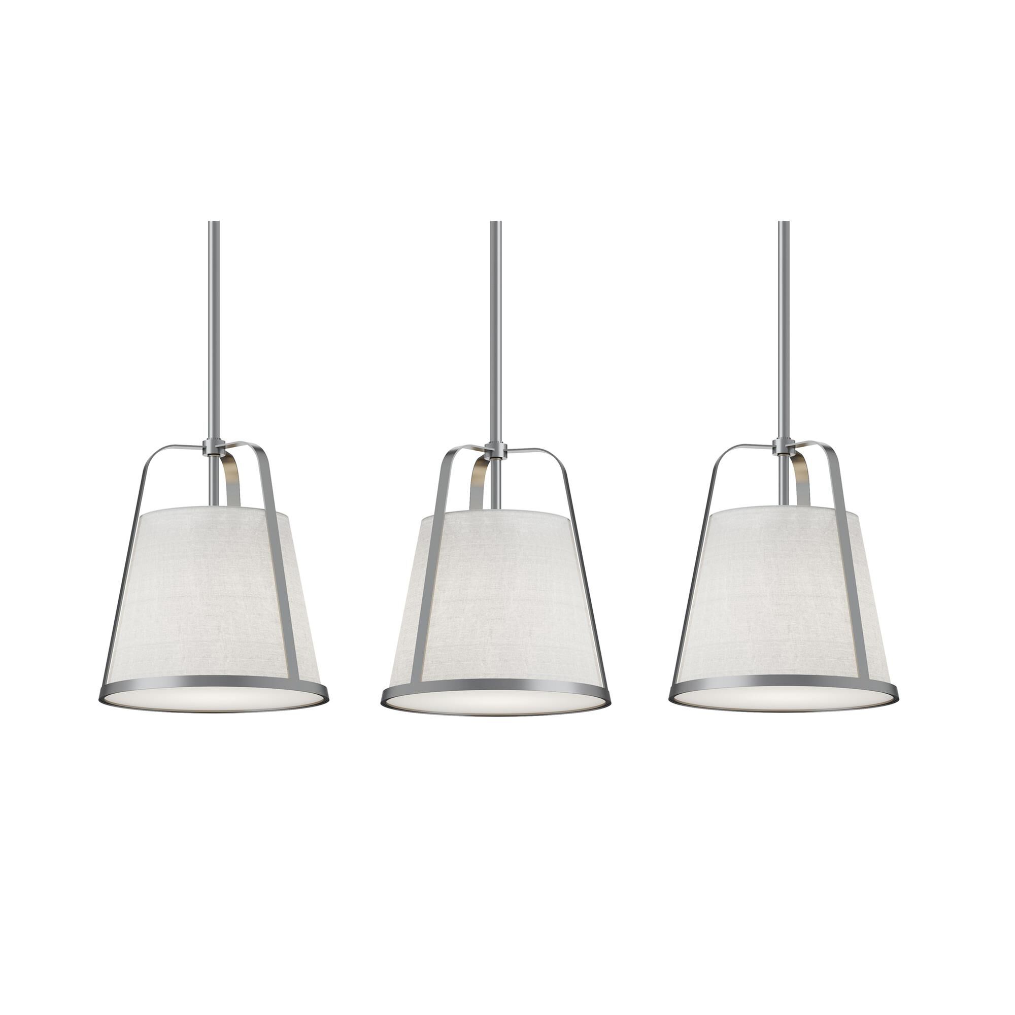 Shown in Satin Nickel finish and Linen White shade