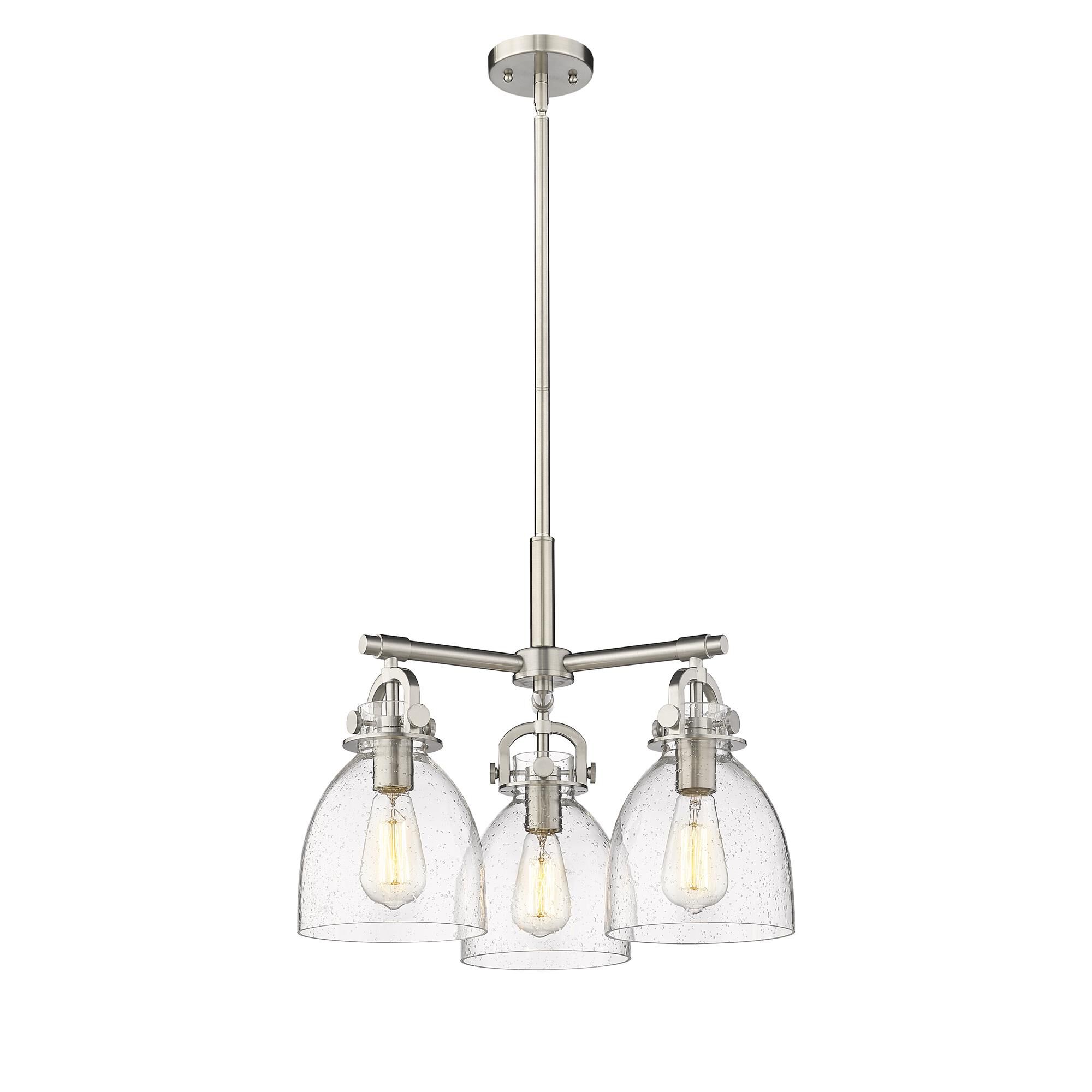 Shown in Satin Nickel finish and Seedy glass