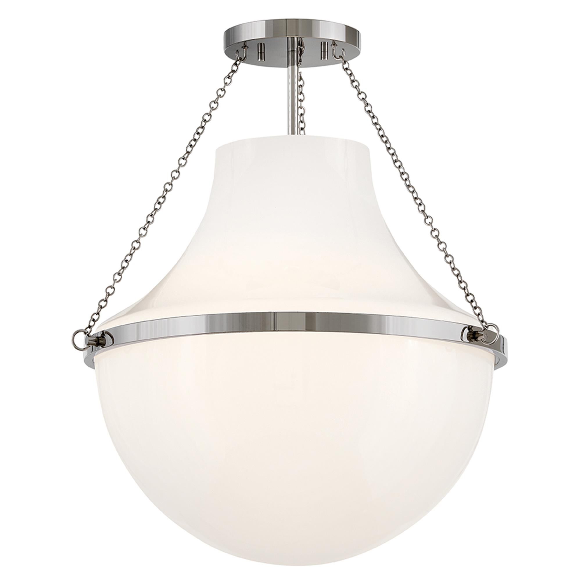 Shown in Polished Nickel finish and Cased Opal glass