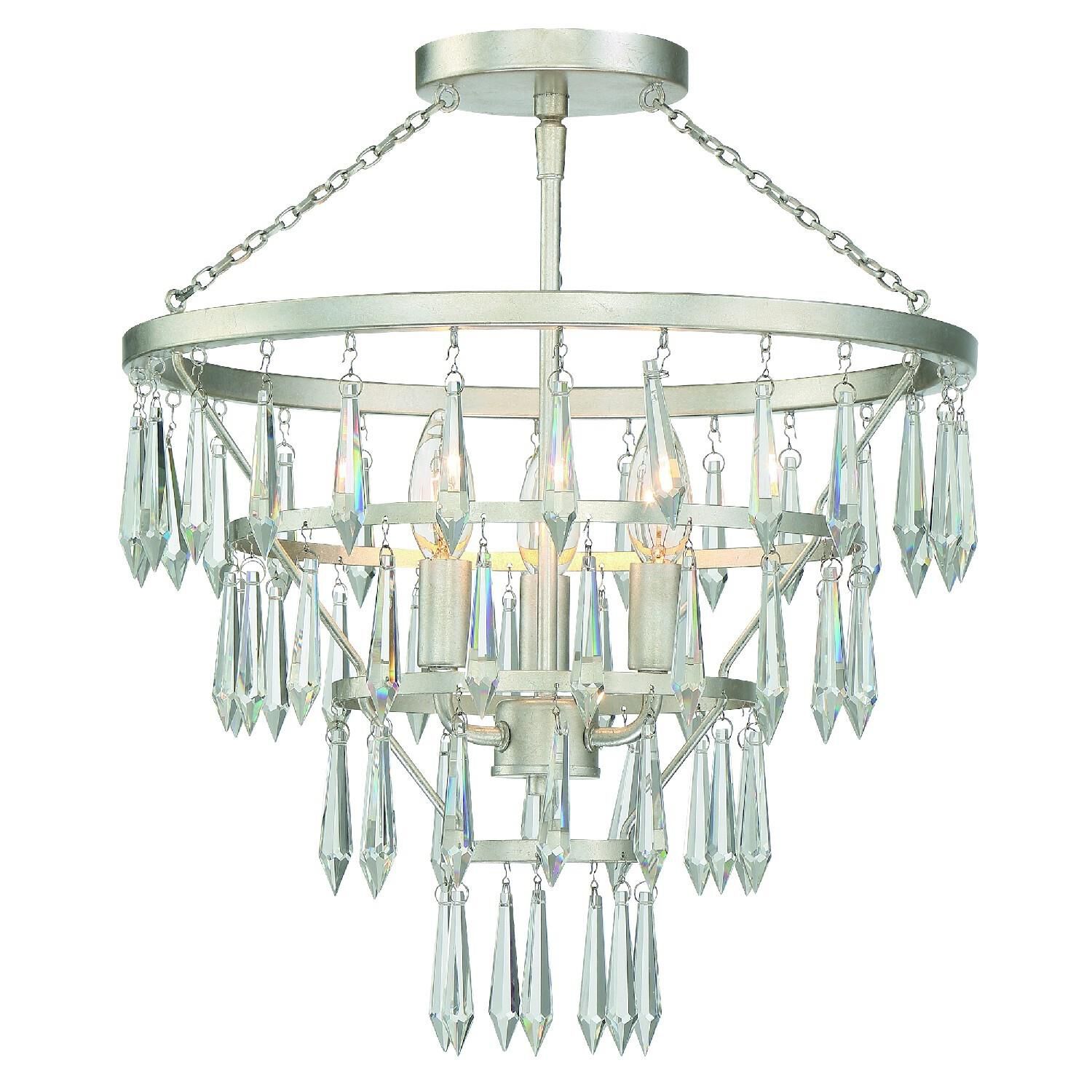 Lucille 16 Inch 3 Light Semi Flush Mount by Crystorama