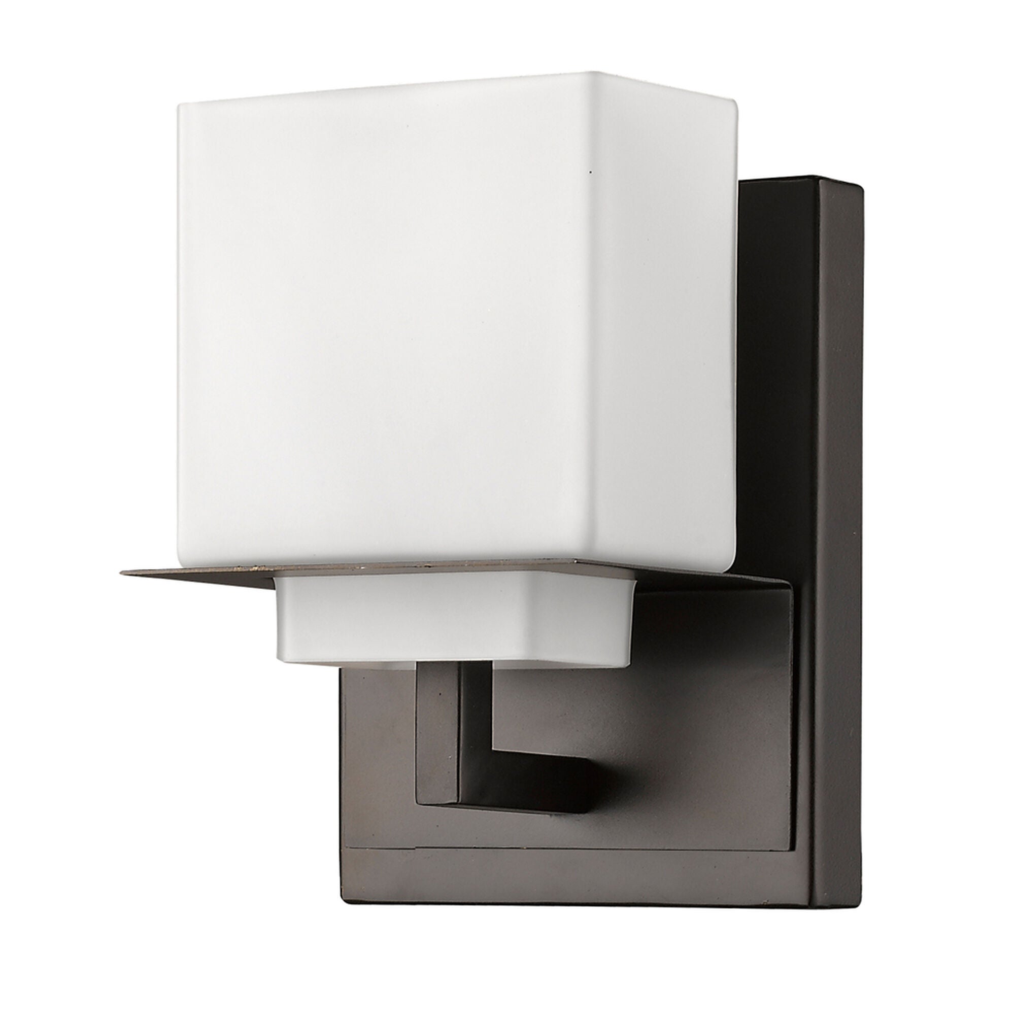 Shown in Oil Rubbed Bronze finish and White glass and White Rectangular Glass shade