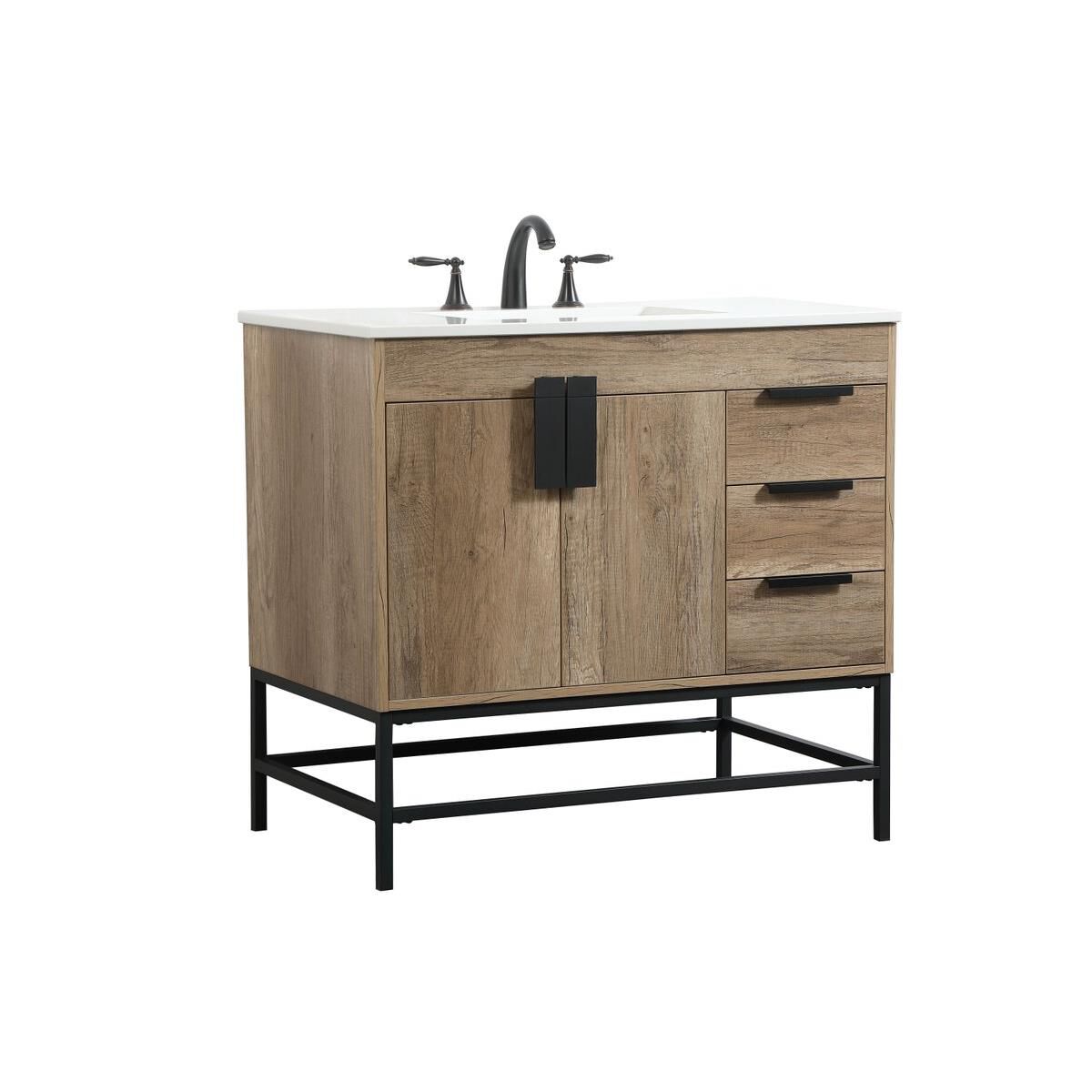 Shown in Natural Oak finish and Without Backsplash accent