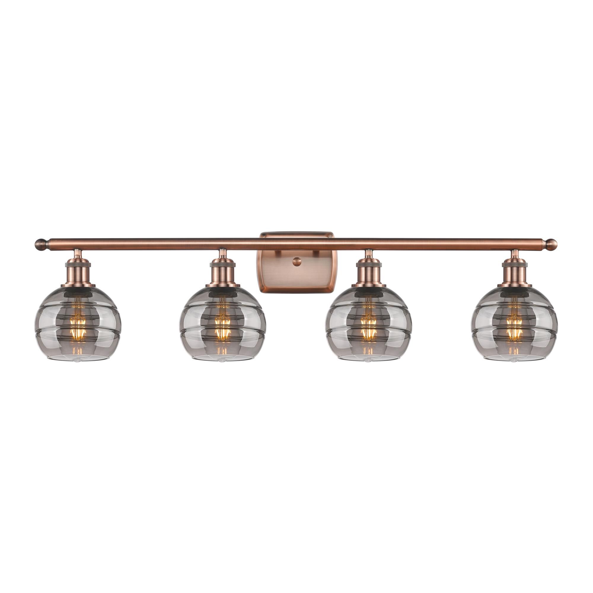 Shown in Antique Copper finish and Light Smoke glass