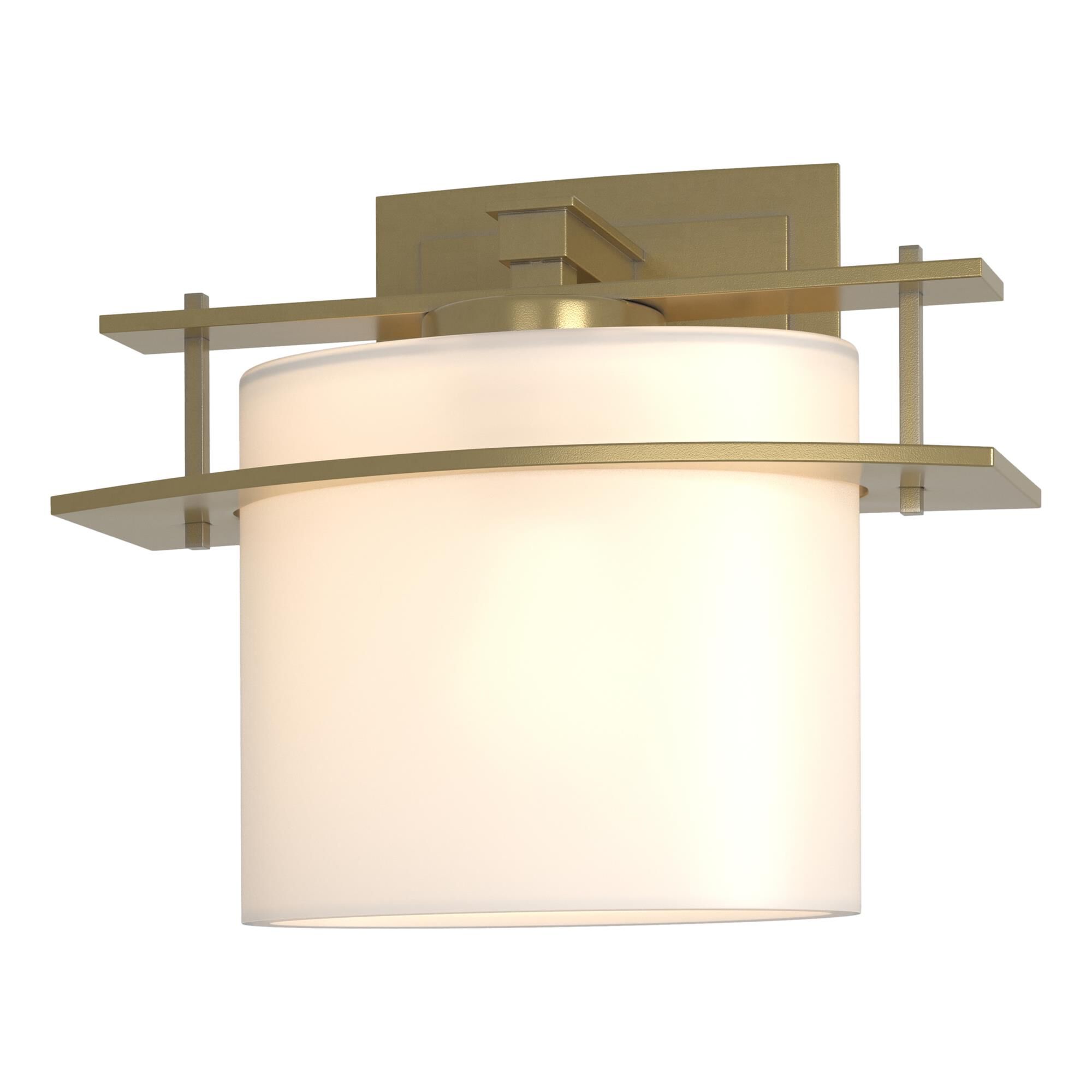 Shown in Modern Brass finish and Opal glass