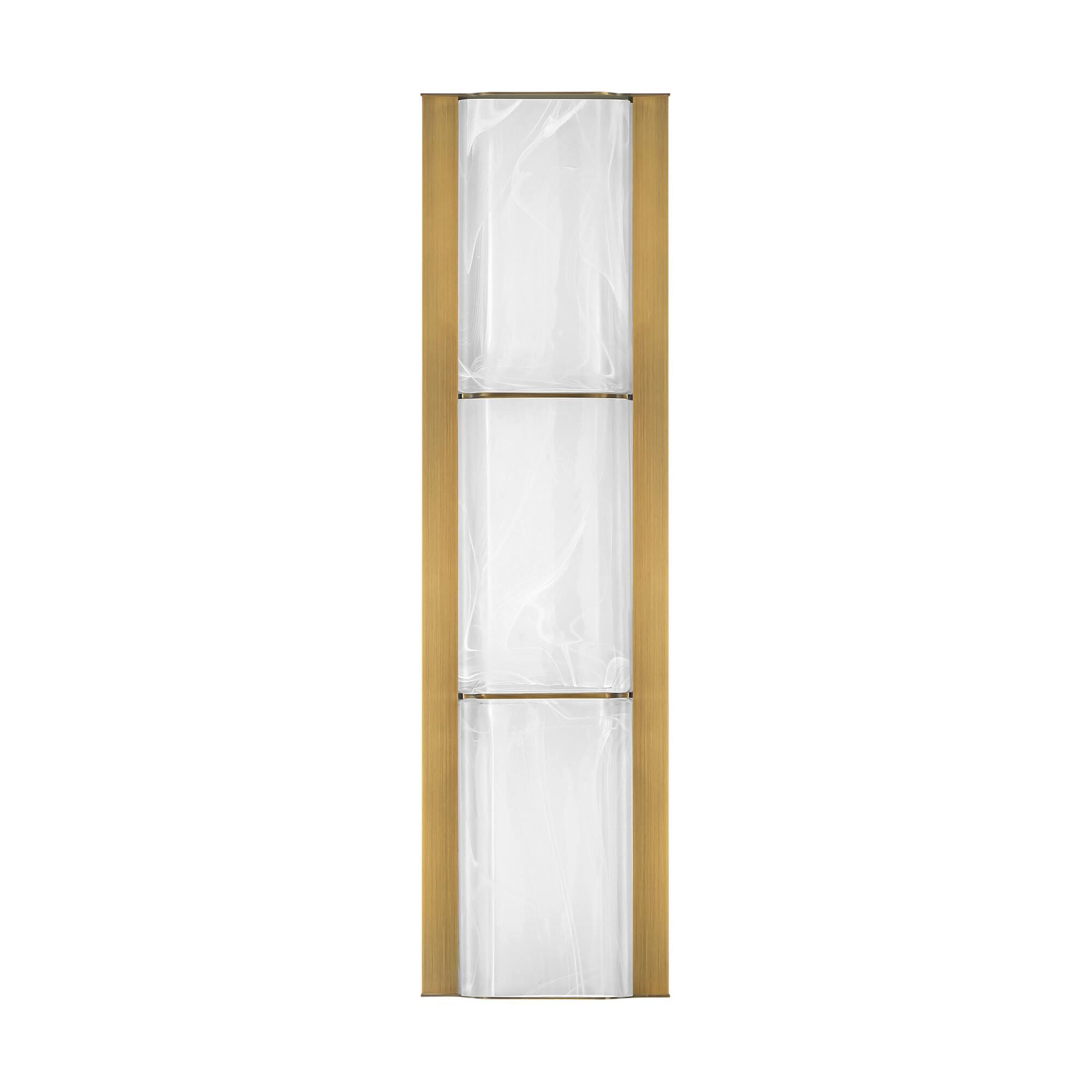 Shown in Antique Brass finish and White Strie glass