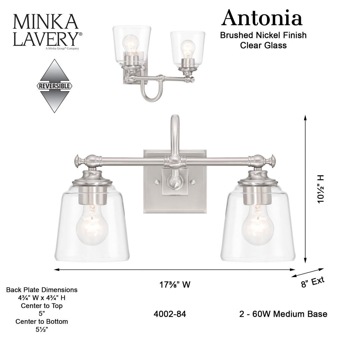 Antonia 17 Inch Bath Vanity Light by Minka Lavery