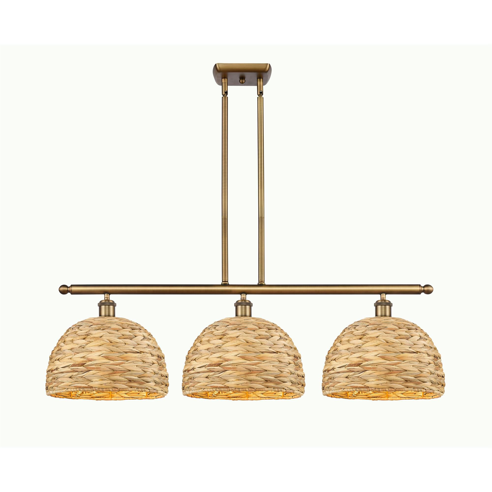 Shown in Brushed Brass finish and Natural shade
