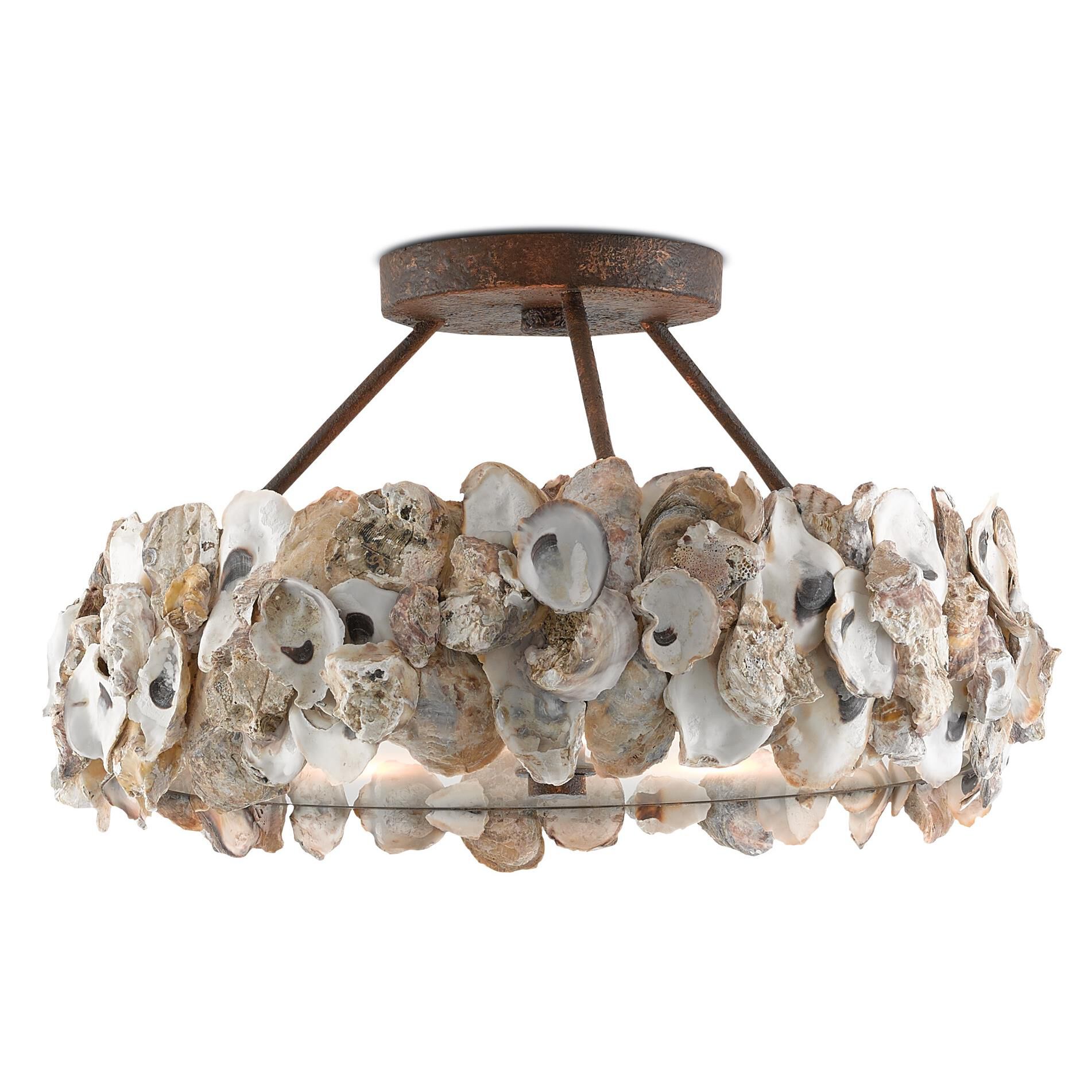 Oyster 19 Inch 3 Light Semi Flush Mount by Currey and Company