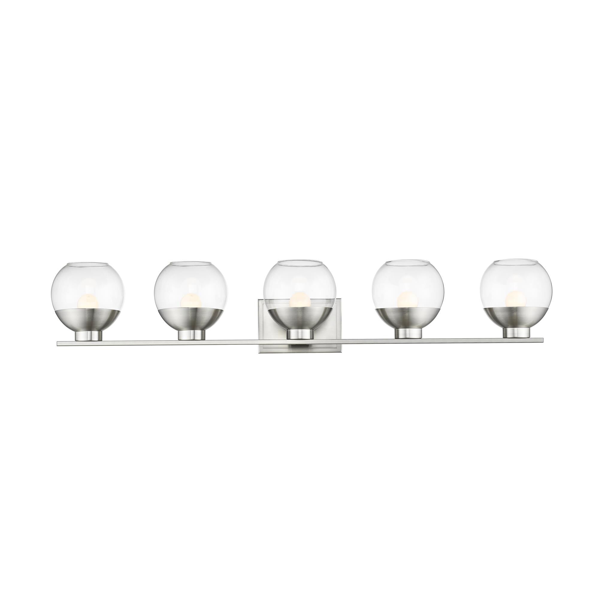 Shown in Brushed Nickel finish and Glass shade