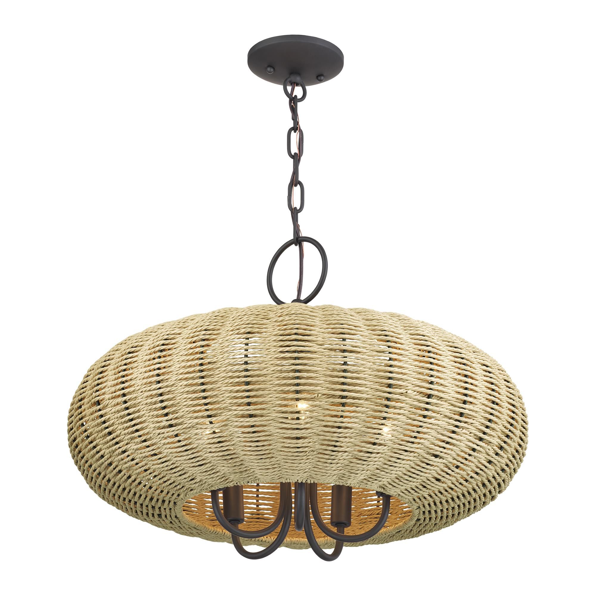 Shown in Bronze finish and Hand-Woven French Beige Paper Rope shade