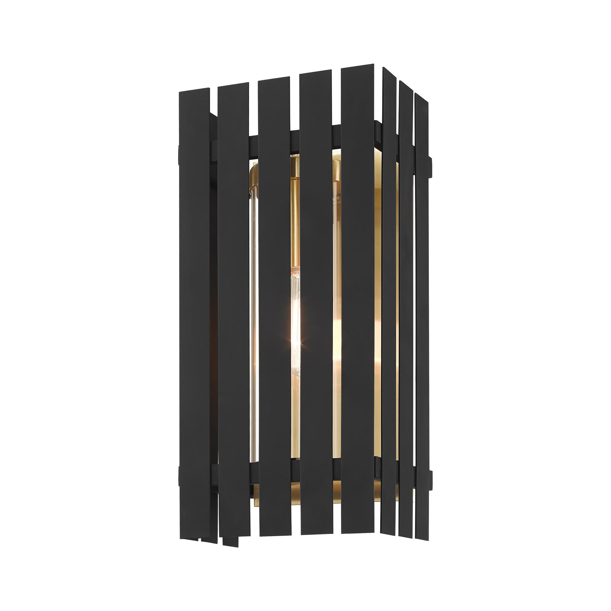 Shown in Black With Satin Brass Accents finish and Clear glass and Clear Glass shade