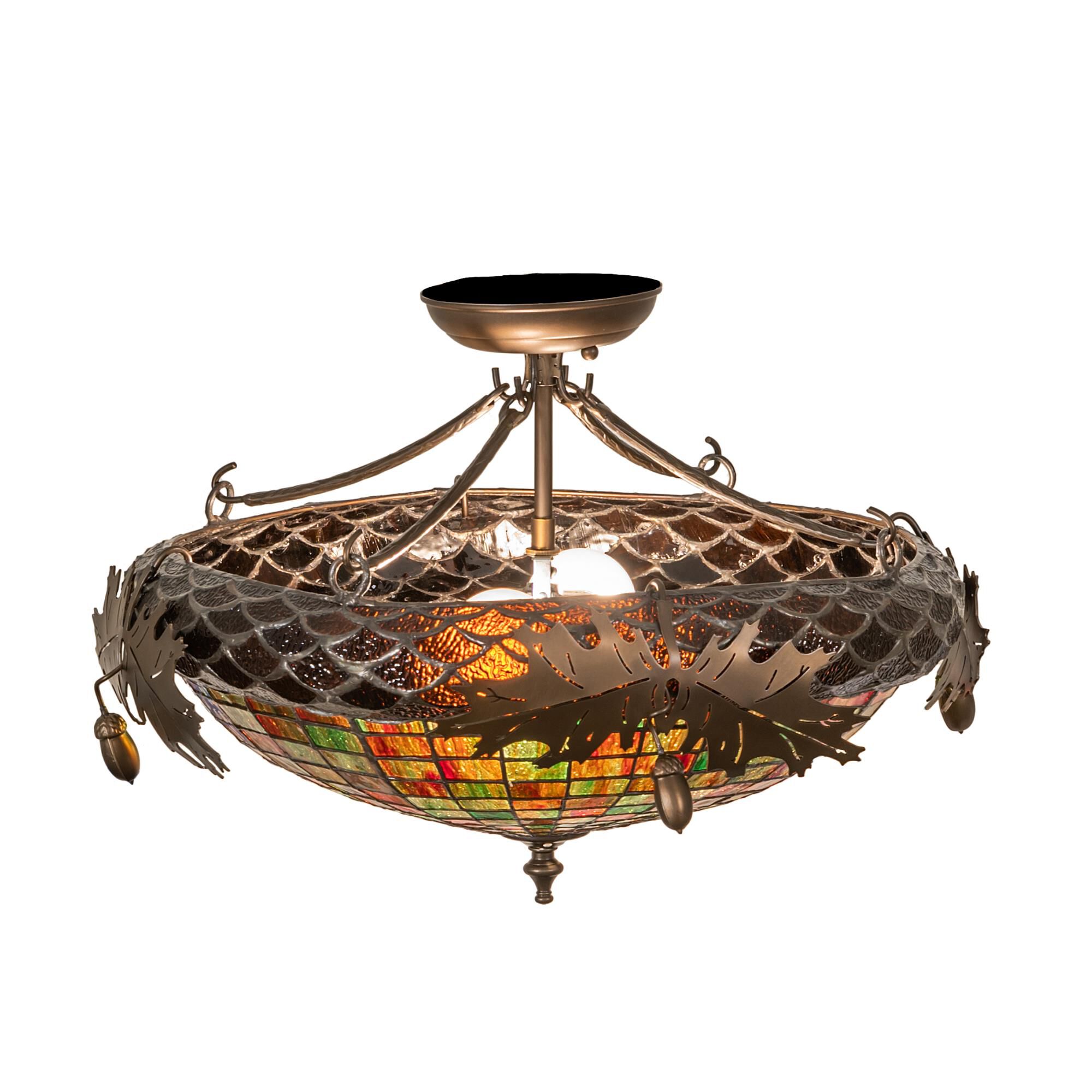 Greenbriar Oak 21 Inch 2 Light Semi Flush Mount by Meyda Lighting