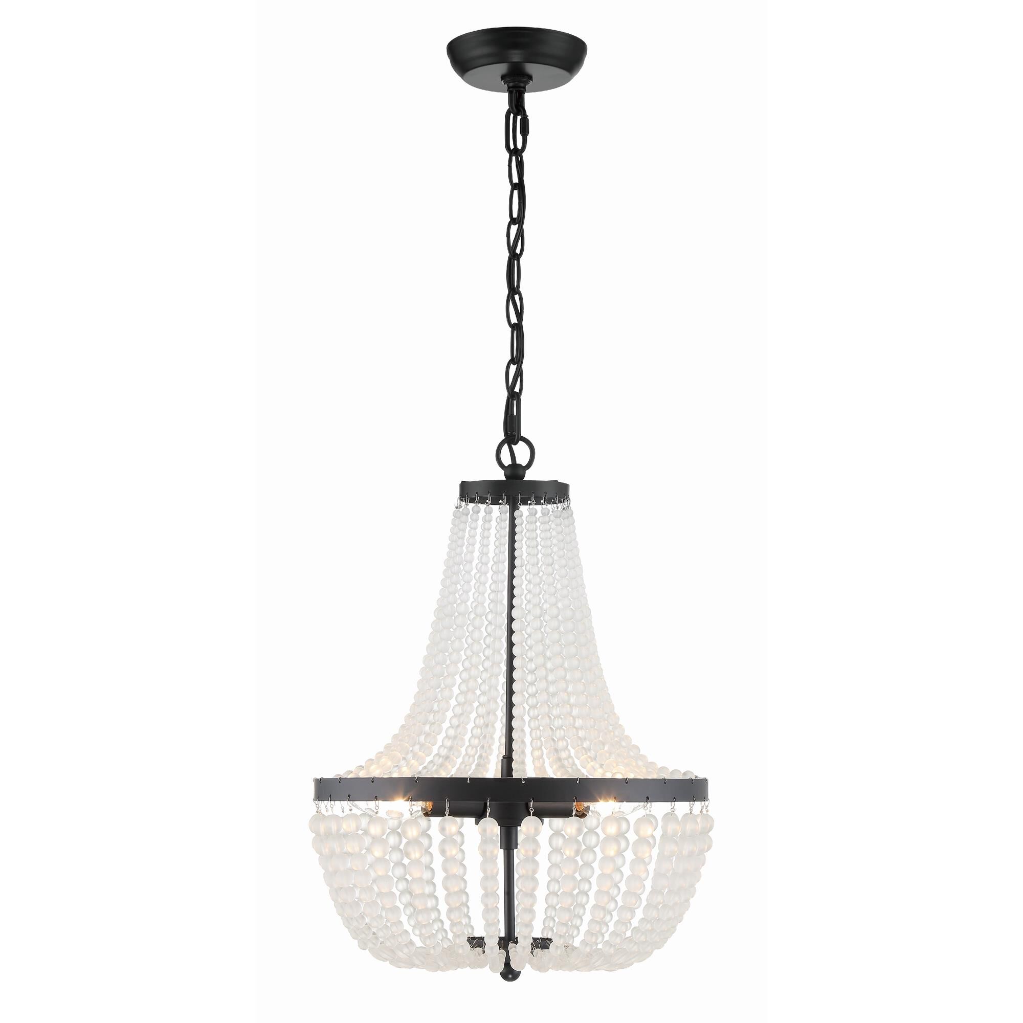 Shown in Matte Black finish and Frosted Glass Beads crystal
